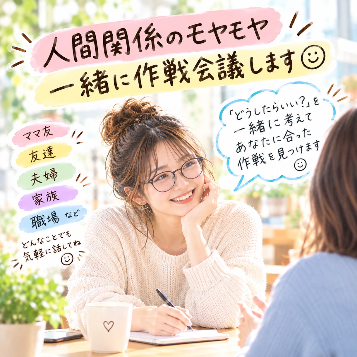 人間関係のモヤモヤ一緒に作戦会議します 『どうしたらいい？』を一緒に考えていきましょう！ イメージ1