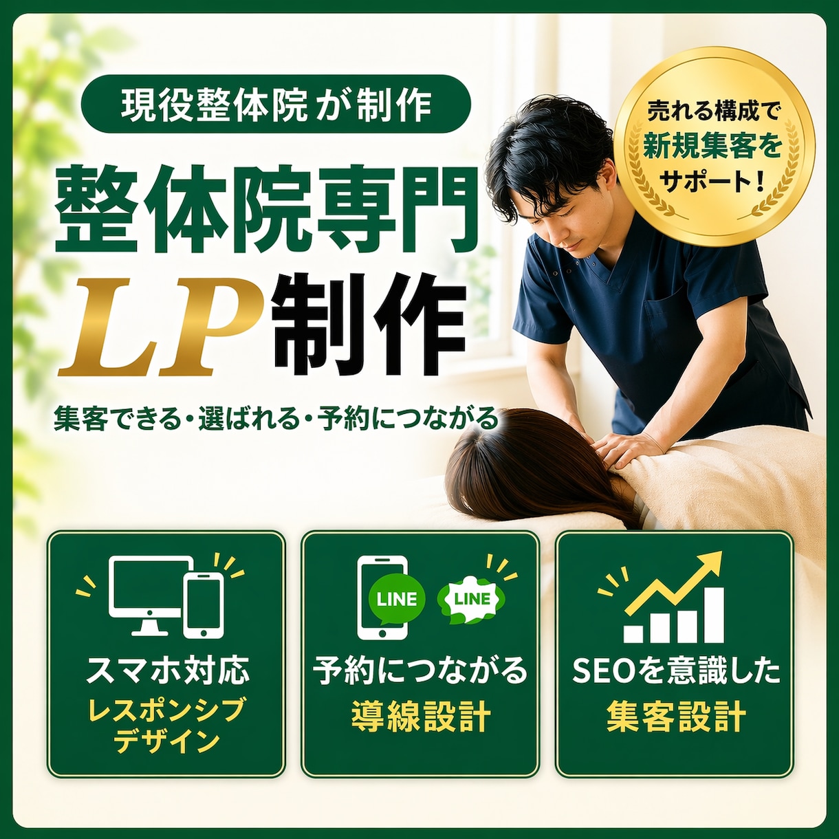 整体院・治療院の集客力まで設計したLPを作ります 整体院・治療院の集客導線まで設計します イメージ1
