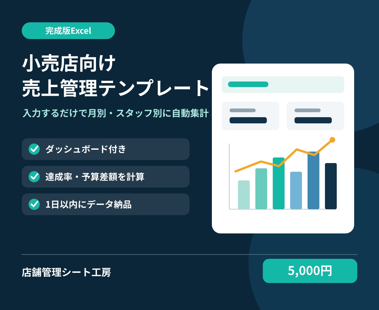 小売店向け売上管理Excelを納品します 入力するだけで月別・スタッフ別に自動集計 イメージ1