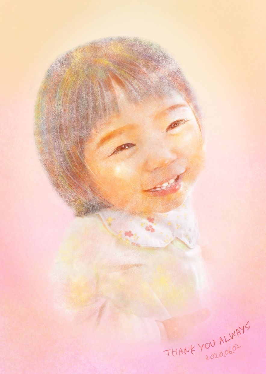 写真をベースに優しいタッチの似顔絵作成します 誕生日 結婚式 記念日に。暖かみのあるイラストを作成します。 イメージ2
