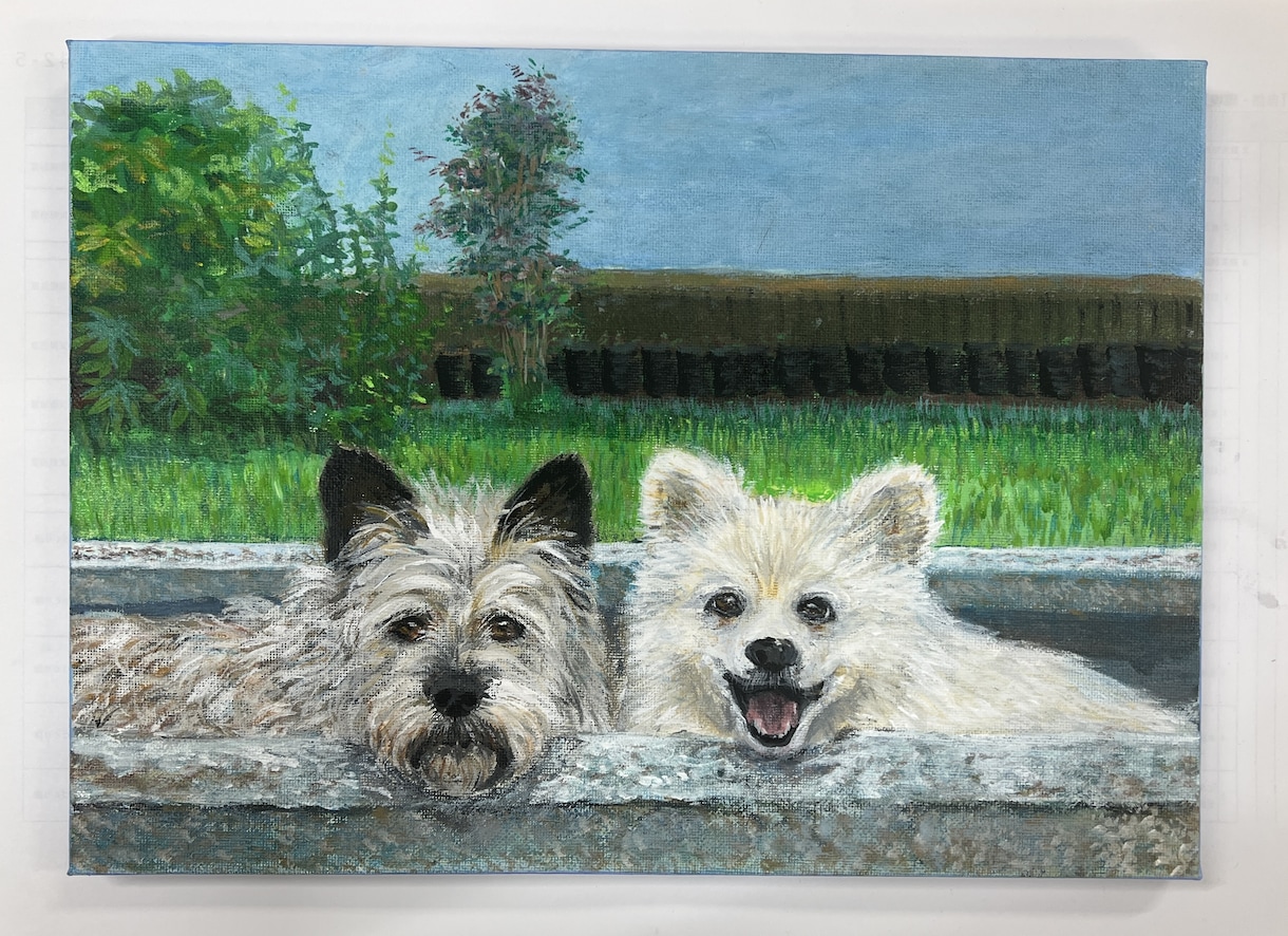 あなたの大切な家族を本格的なアクリル画にします F3サイズ　約27.3×22cm オーダーメイドアクリル画 イメージ1