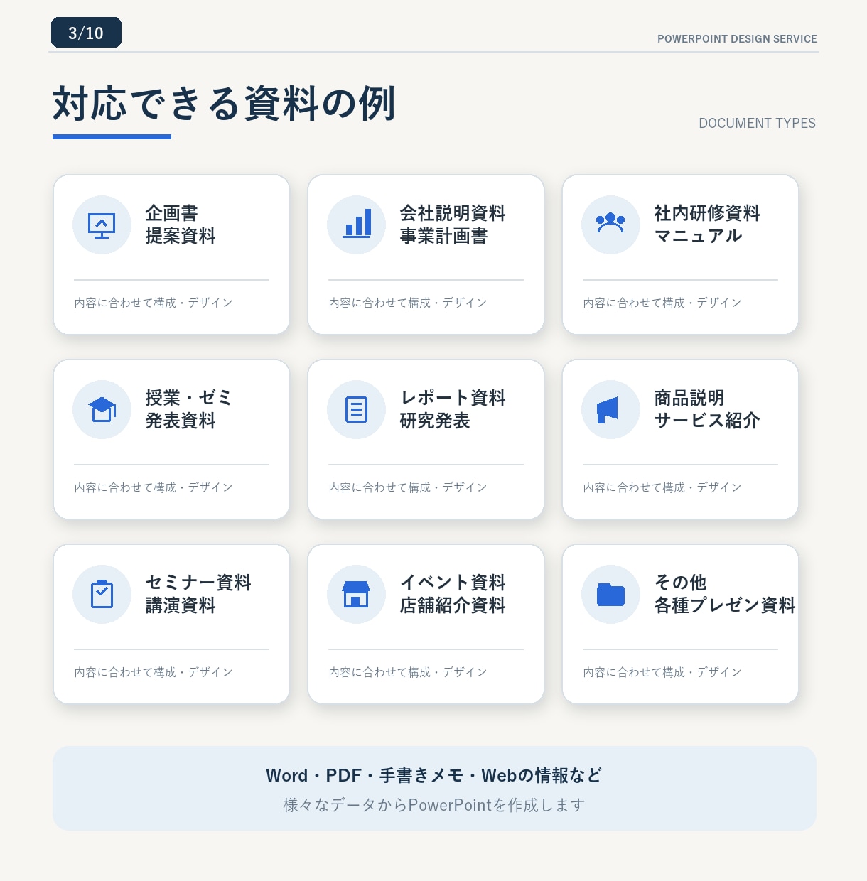 見やすく伝わるPowerPoint資料を作成します 学校の発表からビジネス資料まで、見やすく丁寧に仕上げます イメージ3