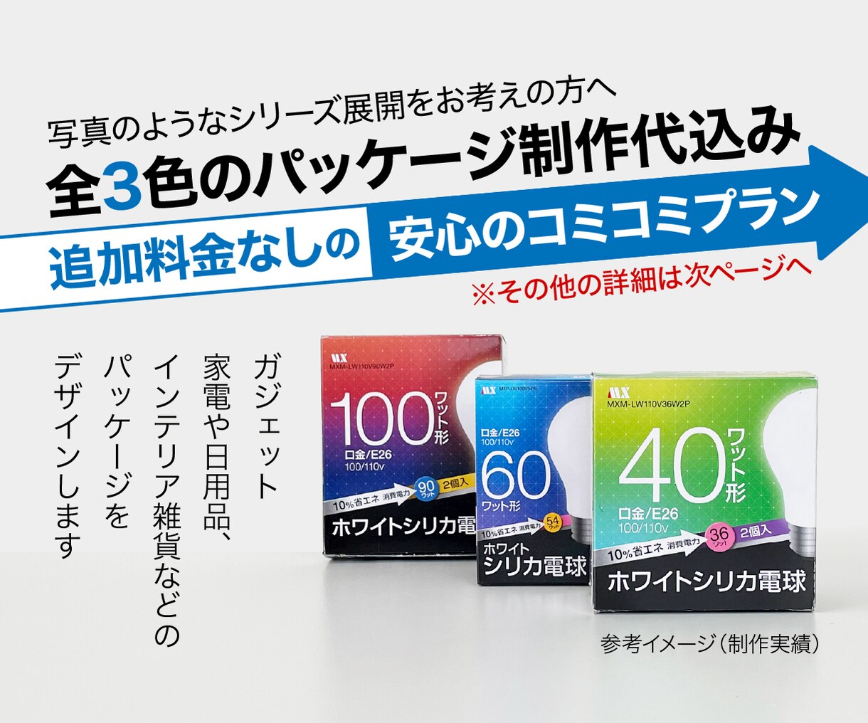 色違いやサイズ違いのパッケージデザインします ガジェット・家電・インテリア雑貨に対応／バリエーション3箱 イメージ2