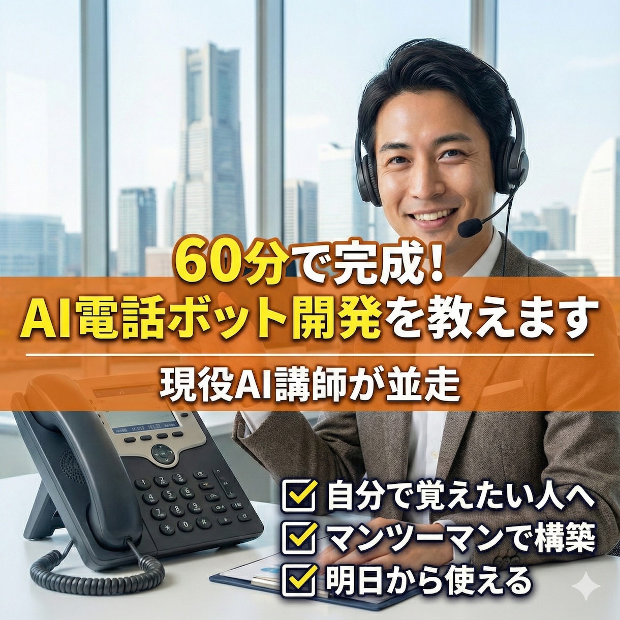 AI電話ボットをAI講師と一緒に作ります AI講師が並走｜コールセンター業務をAIで自動化します イメージ1