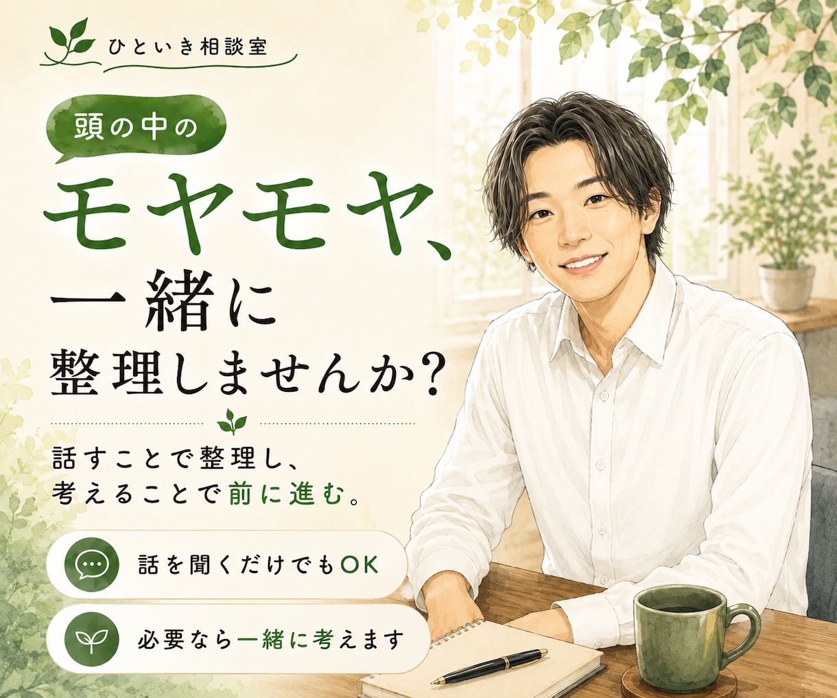 モヤモヤを整理して、前へ進むお手伝いをします ★話すことで、見える景色が変わることがあります。 イメージ1