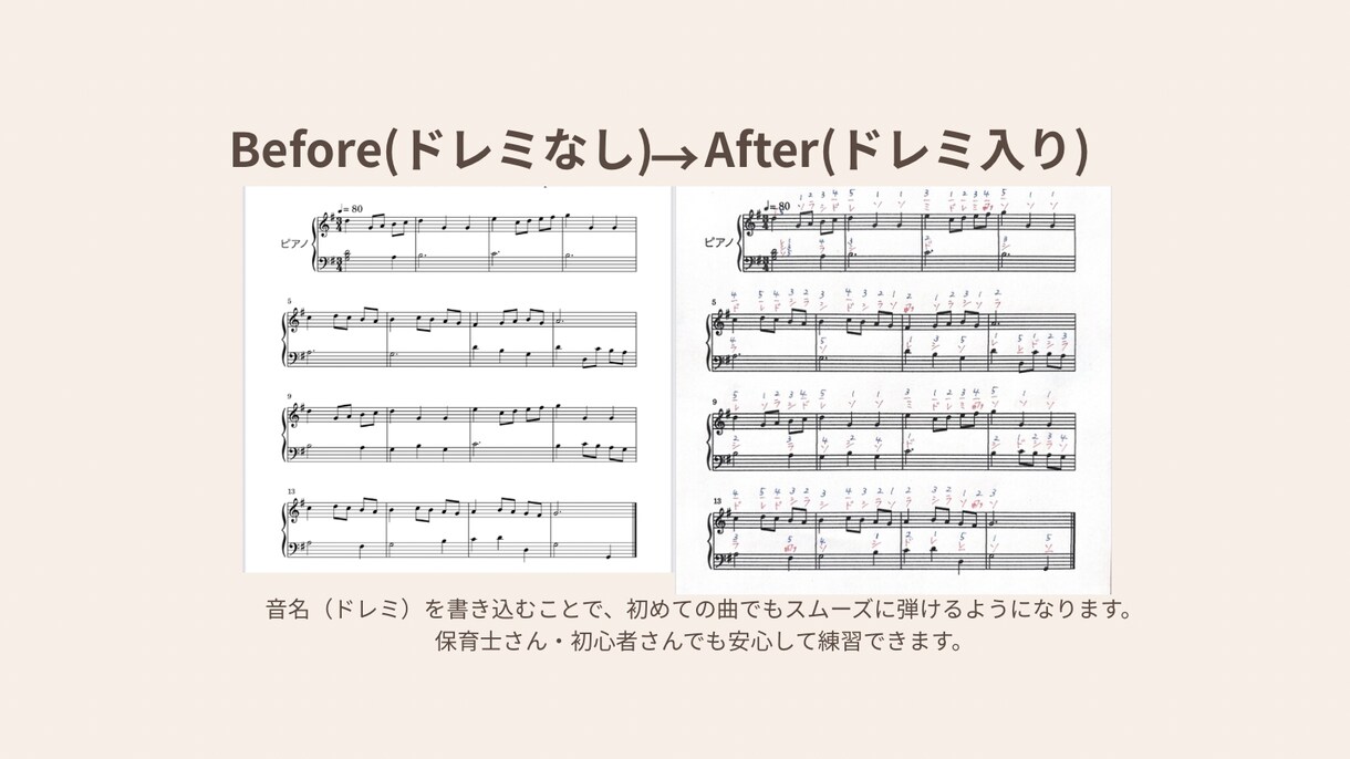 楽譜にドレミを書き込みます 見開き1ページ1500円｜片側1ページの曲は2曲で1500円 イメージ2