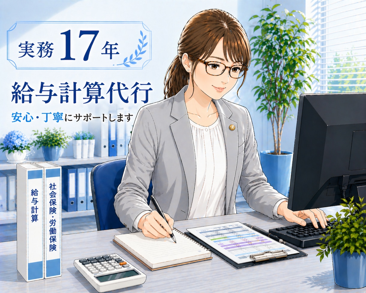 給与計算歴17年｜GW対応☆給与計算を代行します 給与計算歴17年の特定社会保険労務士にお任せ下さい！ イメージ1