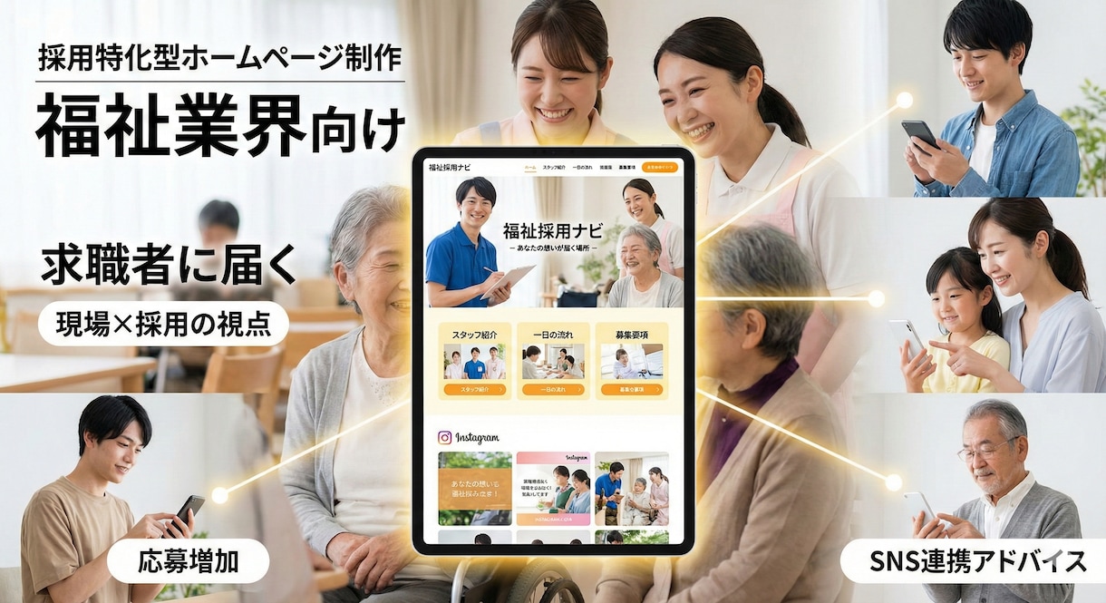 採用特化型ホームページ(福祉業界向け)制作をします 現場経験×採用課題を理解した構成で採用に強いHPを作成します イメージ2