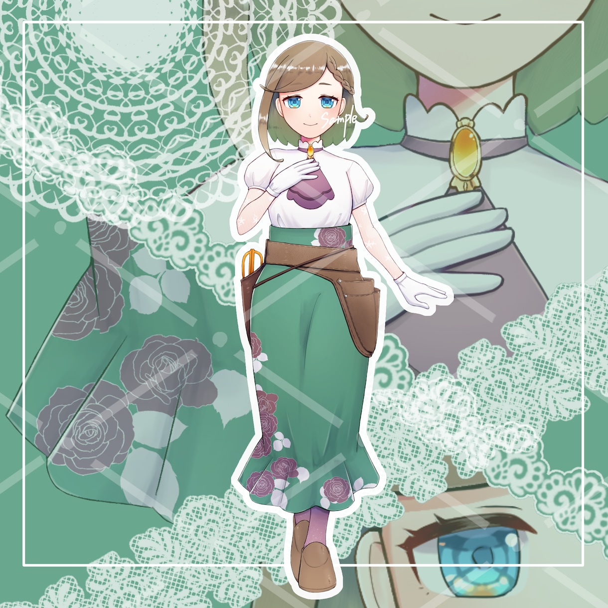 やさしいガーデニングお姉さん完成イラスト販売します IRIAM配信などに！表情差分つきで自作ゲーム・TRPGにも イメージ2