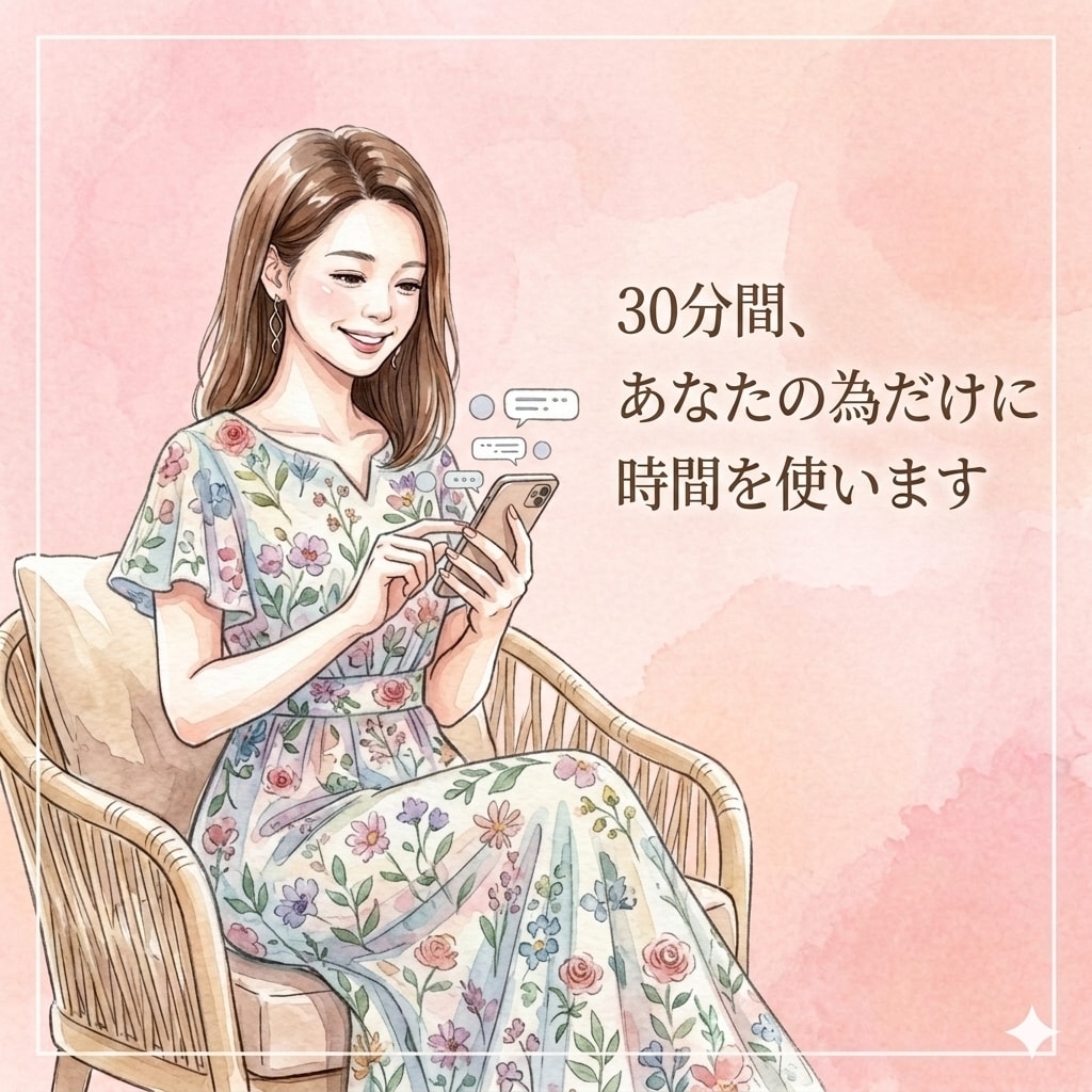 チャットで30分間あなたのお話を密にお聞きします 電話よりも気が楽かも。LINE感覚でお話しませんか？ イメージ1