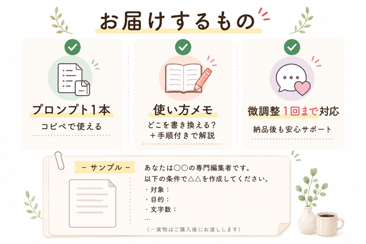 思い通りに動くプロンプトを作成します 「伝わらない」を編集者が解決。狙い通りのAI回答に イメージ3