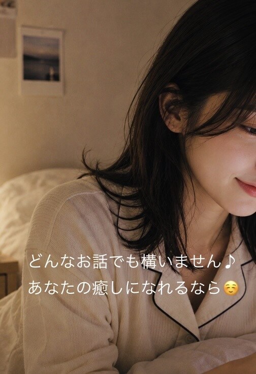 寝る前の30分何でも聞きます 貴方のお友達、彼女、優しい奥さま、その他諸々…なりきります イメージ2