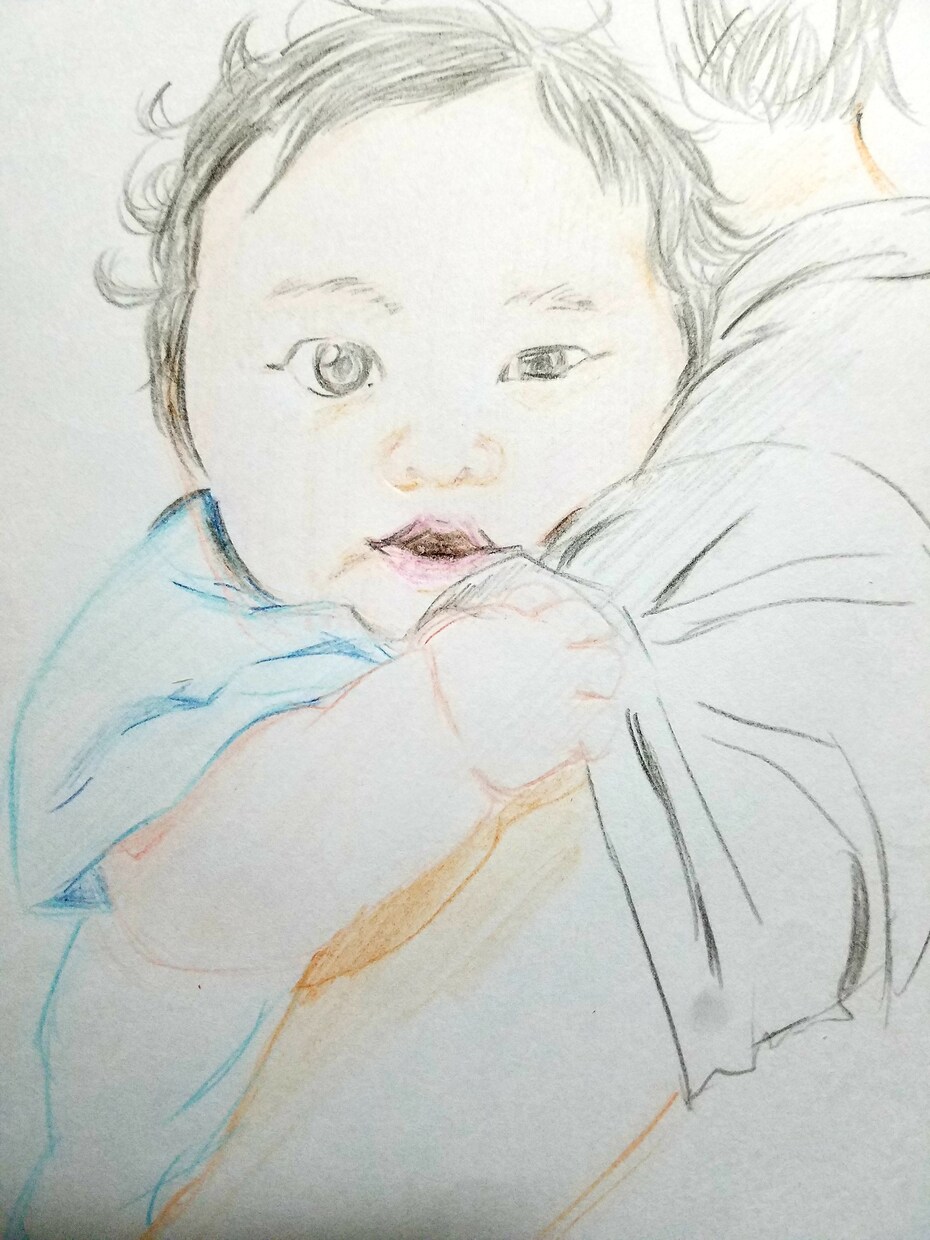 物品配送のみ可愛い赤ちゃんの似顔絵を描きます とにかく頑張ってかわいく描きます イメージ1