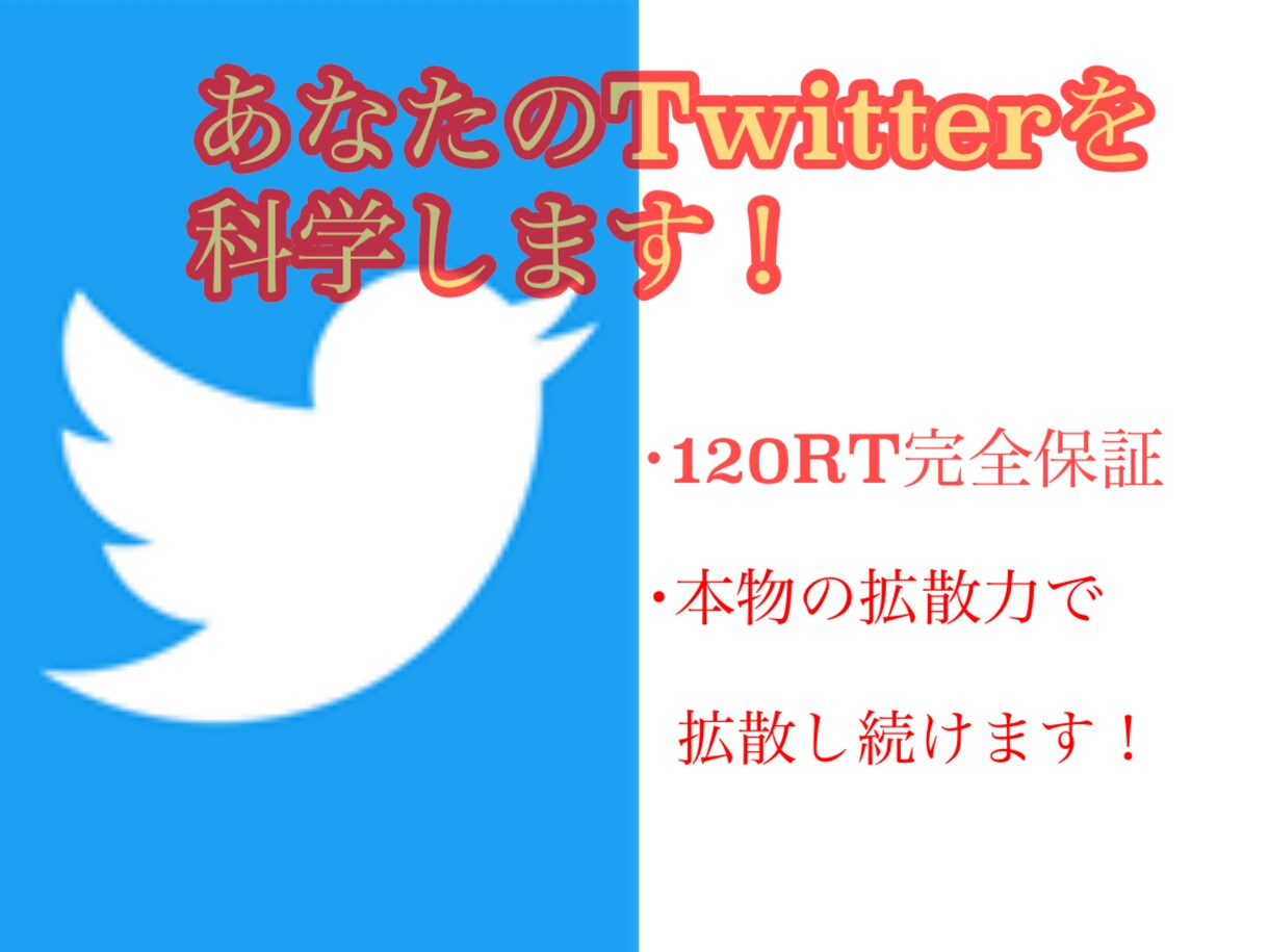 あなたのツイートを120RTまで拡散します 120リツイートになるまで拡散応援いたします。 イメージ1