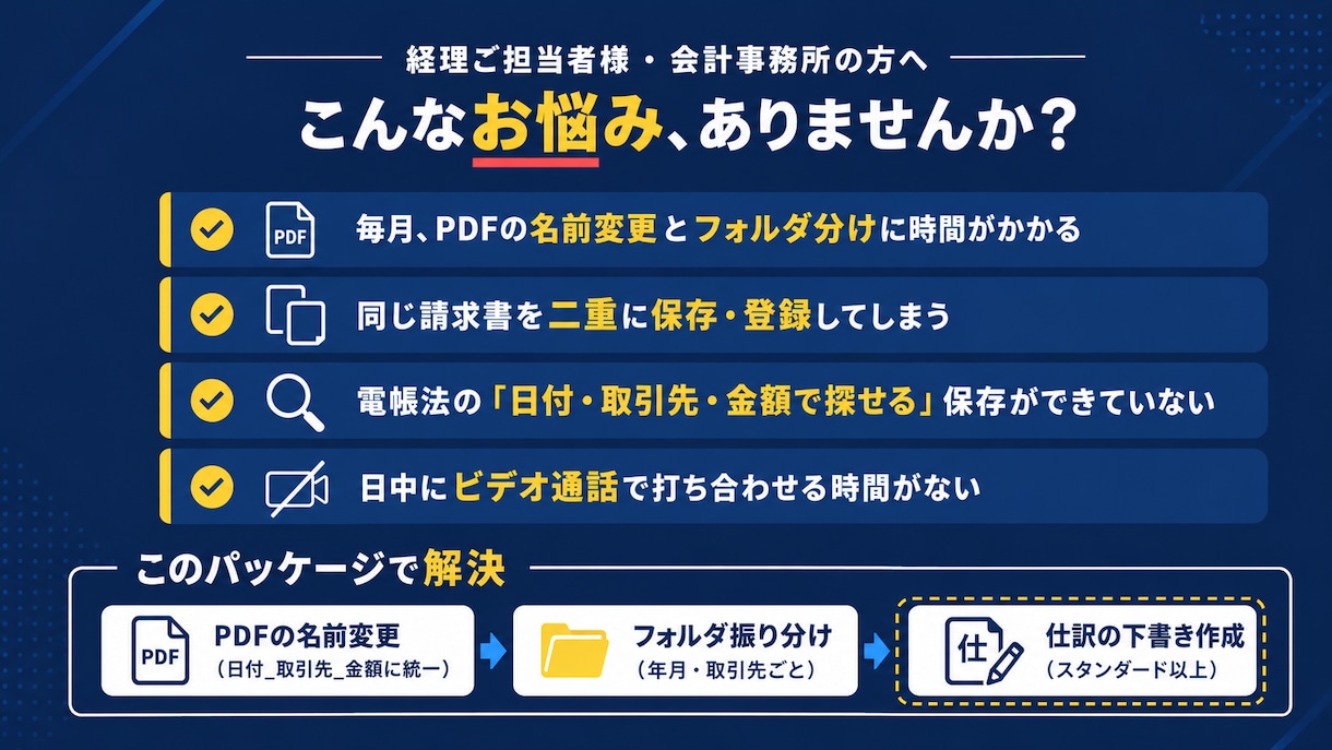 請求書PDFを電帳法対応の名前に自動リネームします 簿記2級SEが設計。フォルダ分けと重複検知も自動で行います イメージ2