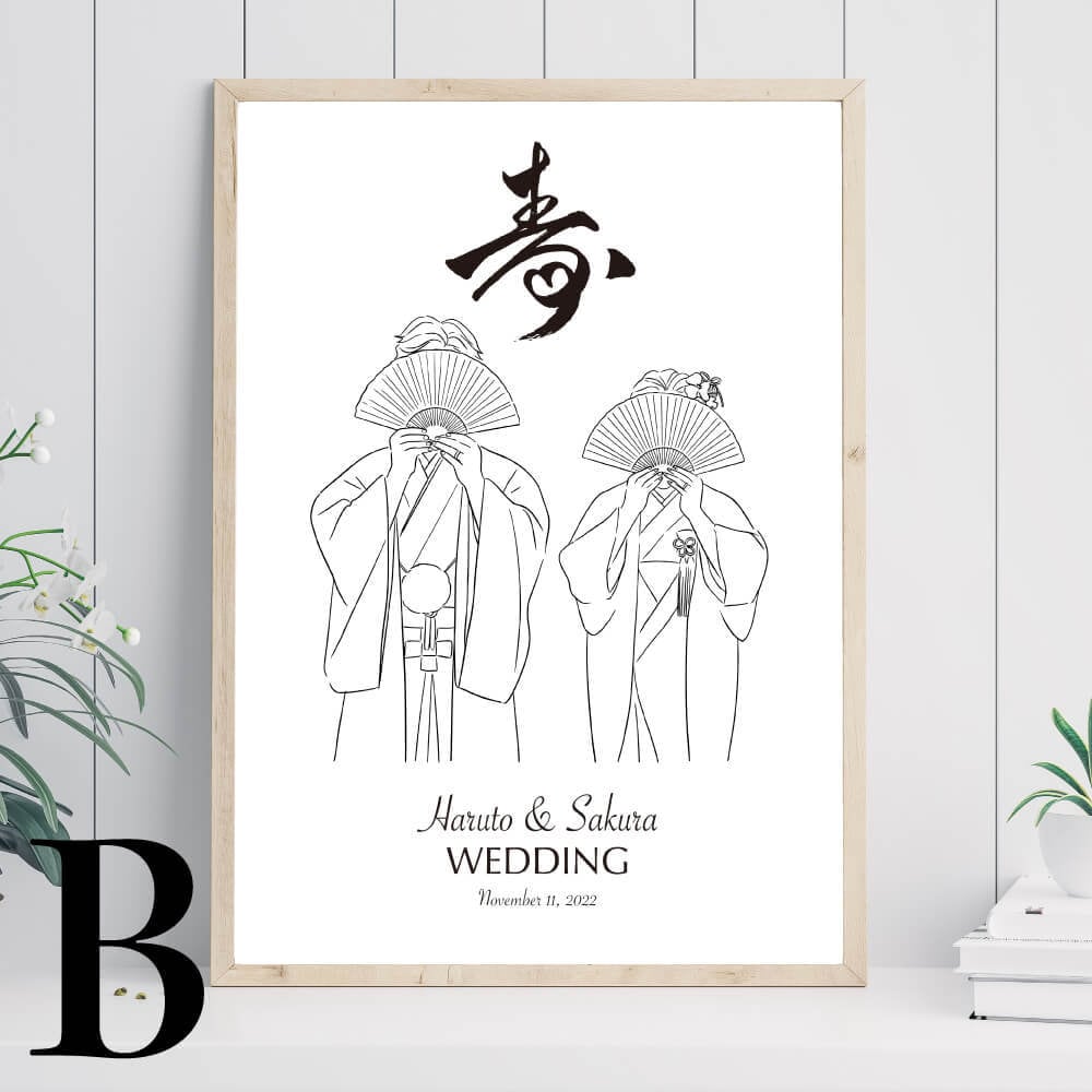 和装イラストの結婚式ウェルカムボードを作成します A3ポスター印刷代込みのお値段！パネル印刷にも対応◎ イメージ2