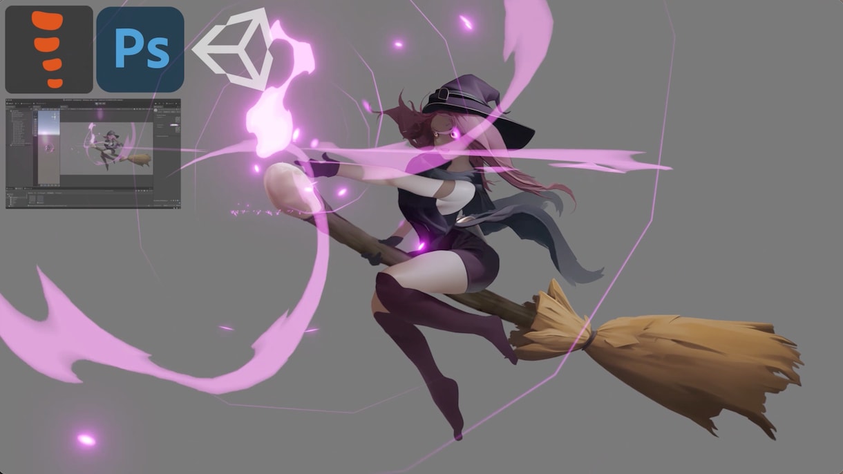 キャラモーション & ゲームVFX を制作します スチルにも、2Dゲームにも、こだわりと汎用性を両立した演出を イメージ1