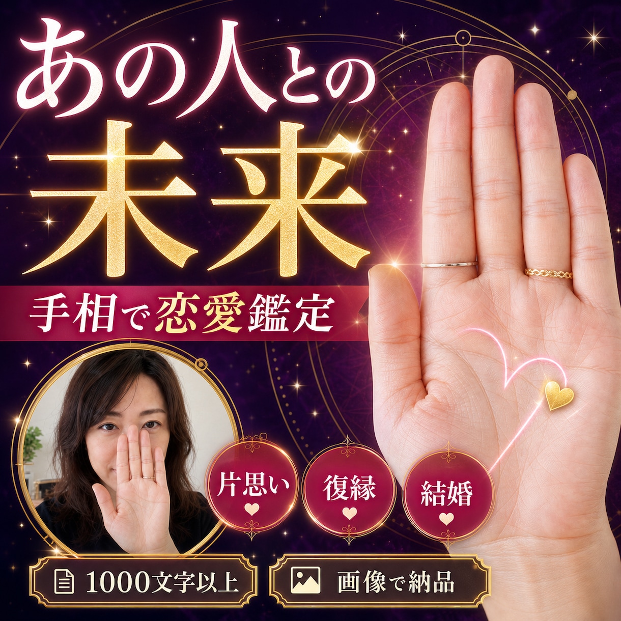 あなたの恋愛を鑑定し、1日でお届けします あなたの恋に、手のひらから読み解きます イメージ1