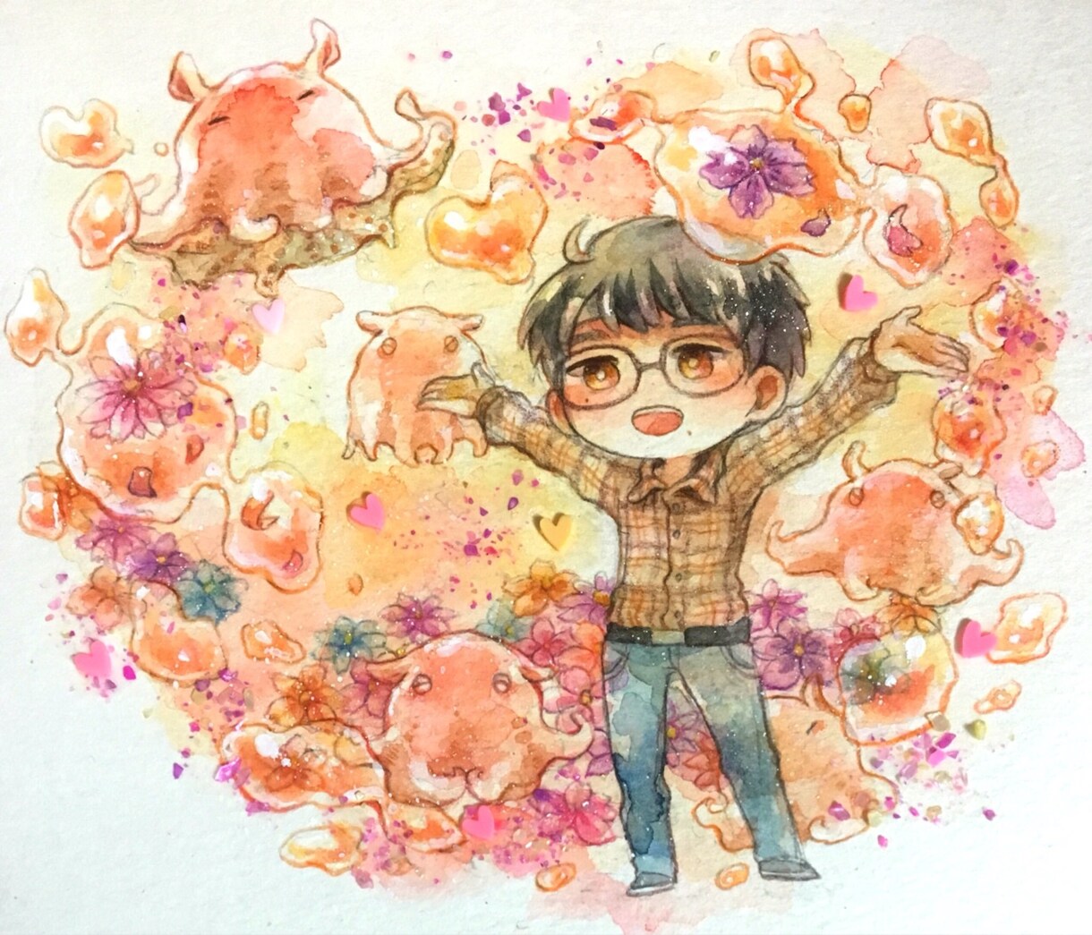 水彩でかわいいイラストを描きます 透明水彩！早くかわいいイラストが得意です♪ イメージ3