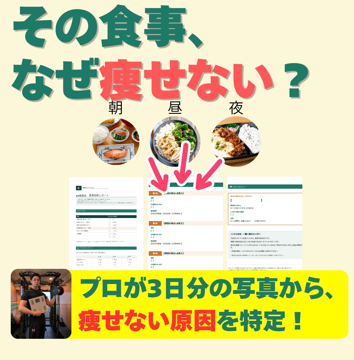 写真を送るだけでOK！プロが太る原因を改善します あなた専用レポート納品｜まず痩せなない原因だけ知りたい方へ イメージ1