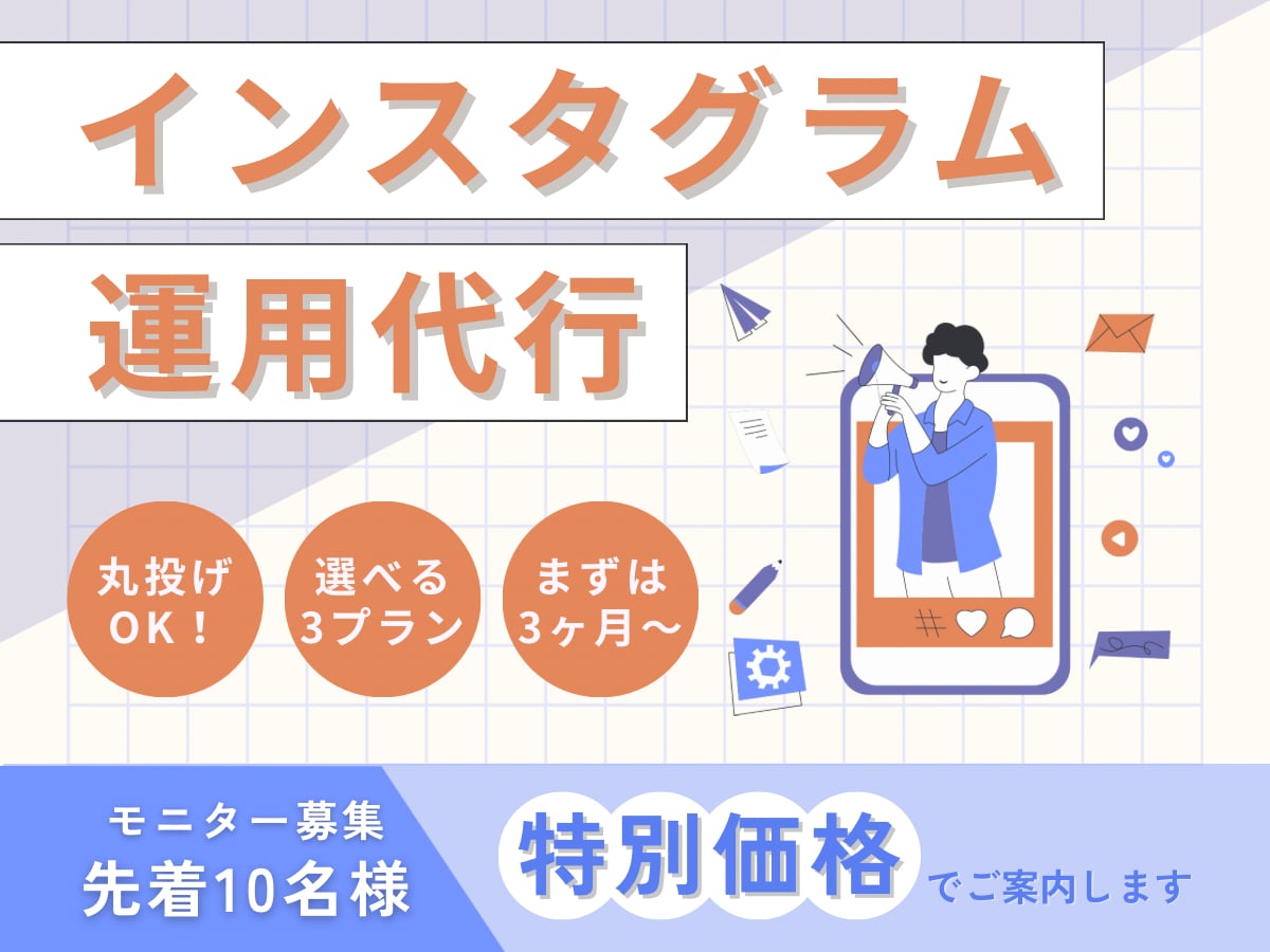 特別価格！インスタグラム運用代行します ～実績作りのため10名様限定のご案内～ イメージ1