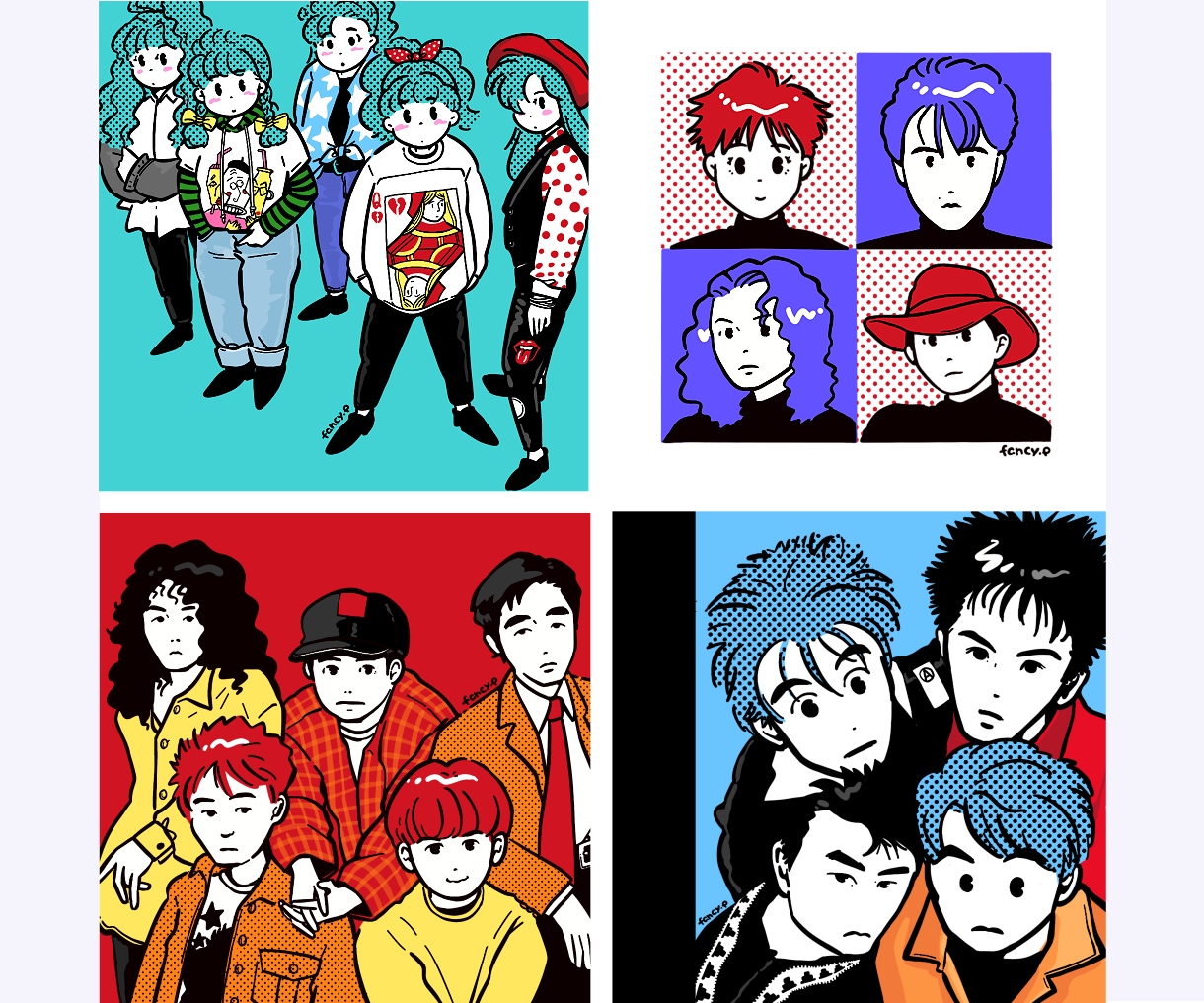 80年代感溢れるレトロでファンシーな似顔絵描きます 昭和ファンシーがお好きな方に。目を引くポップなカラーで作成 イメージ7