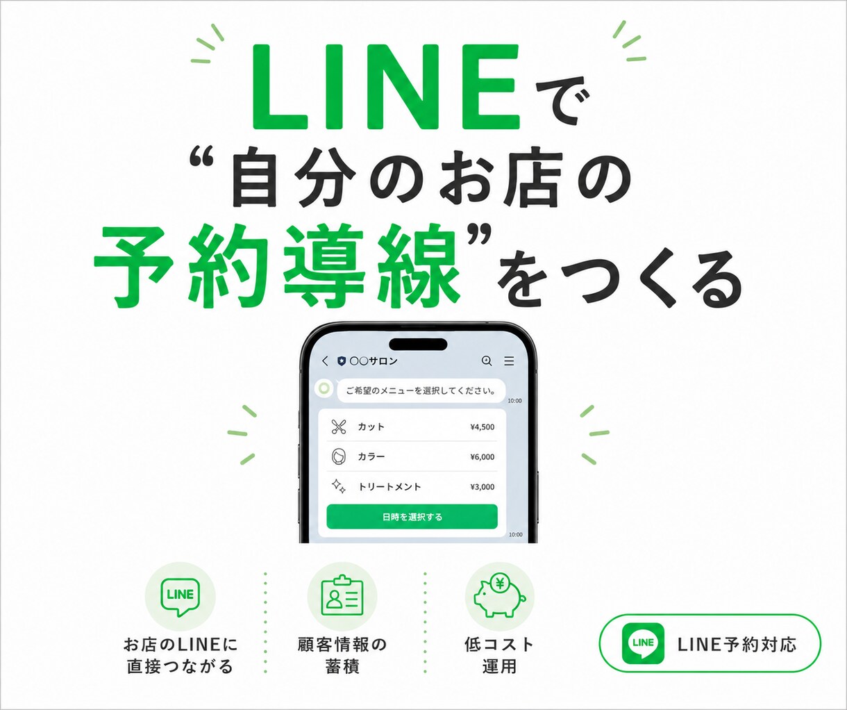 また来たい！をつくる。LINE予約システム作ります 小規模店舗向け｜低コストでLINE構築×予約機能×おもてなし イメージ5