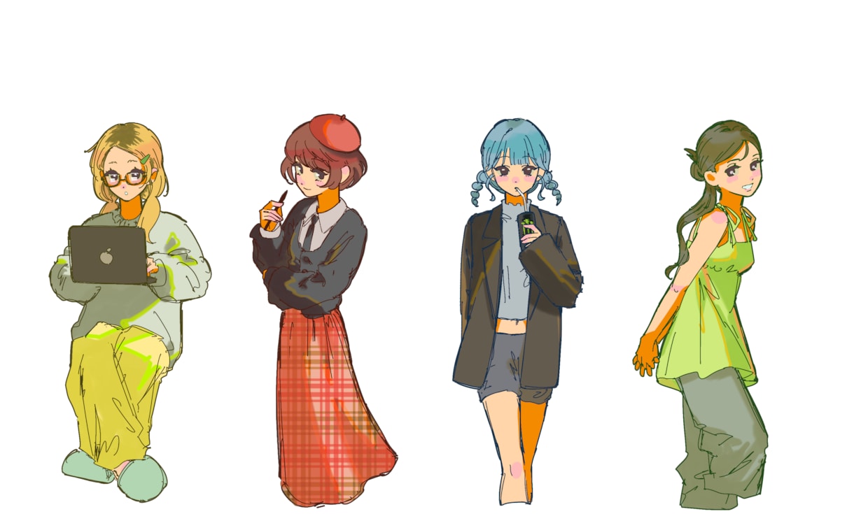 かわいい女の子の人物イラストを描きます Y2K、夜空、レトロ等、イメージに合ったイラストを描きます！ イメージ1