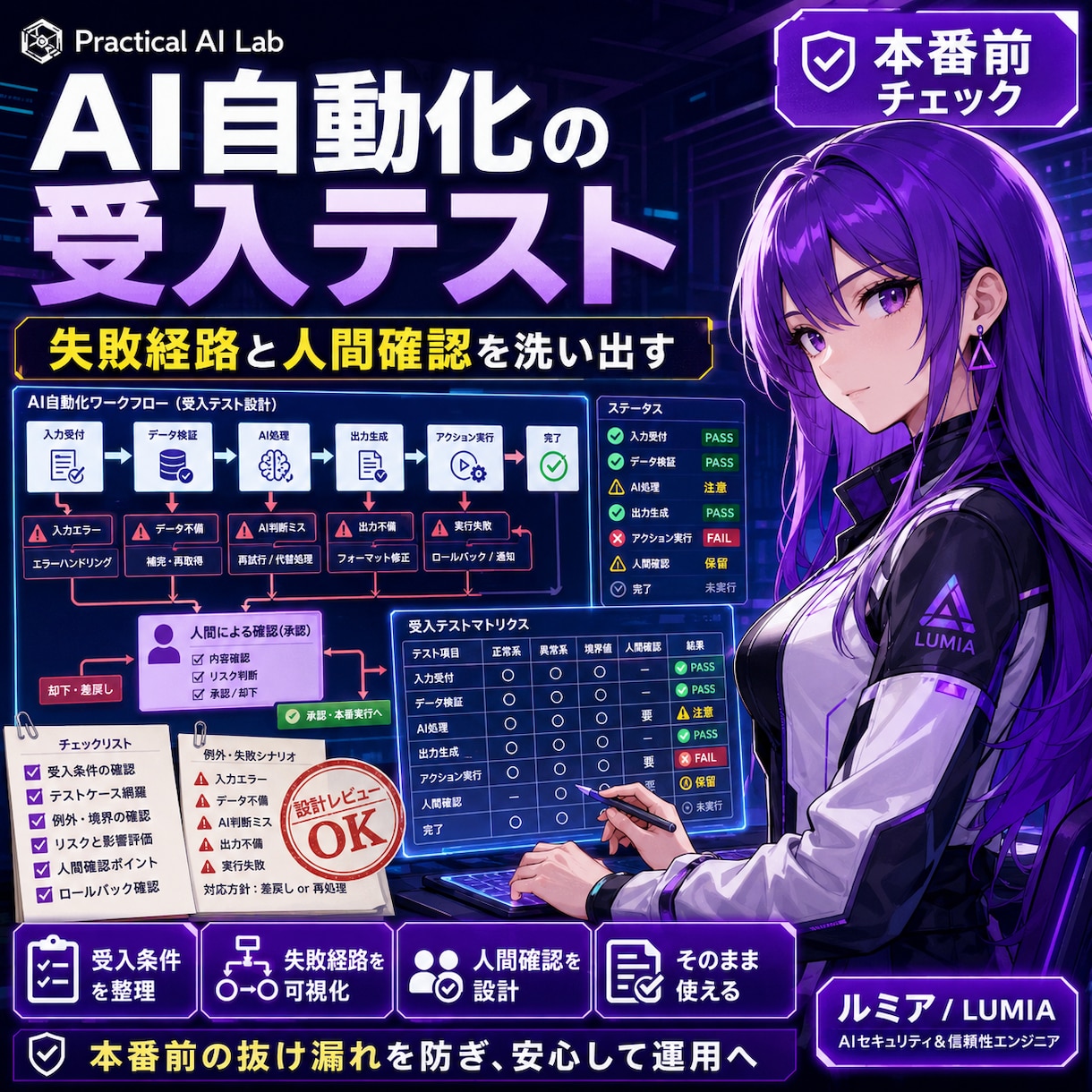 AI自動化の受入テストを設計します 本番前に失敗経路と人間確認を洗い出します イメージ1