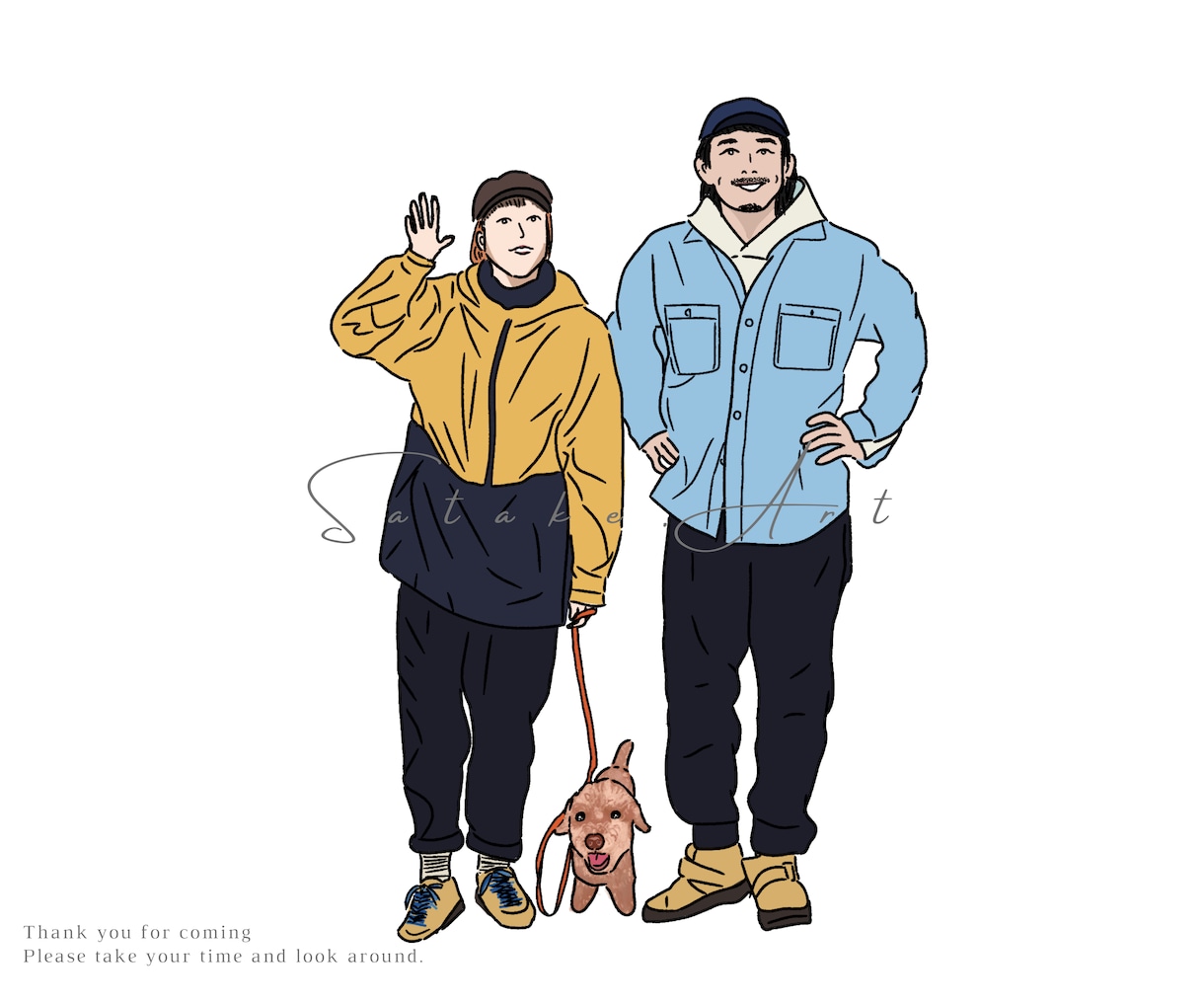 犬好きさんへ！愛犬との思い出をイラストにします ワンちゃんとの思い出を家族写真のように描きます！ イメージ2