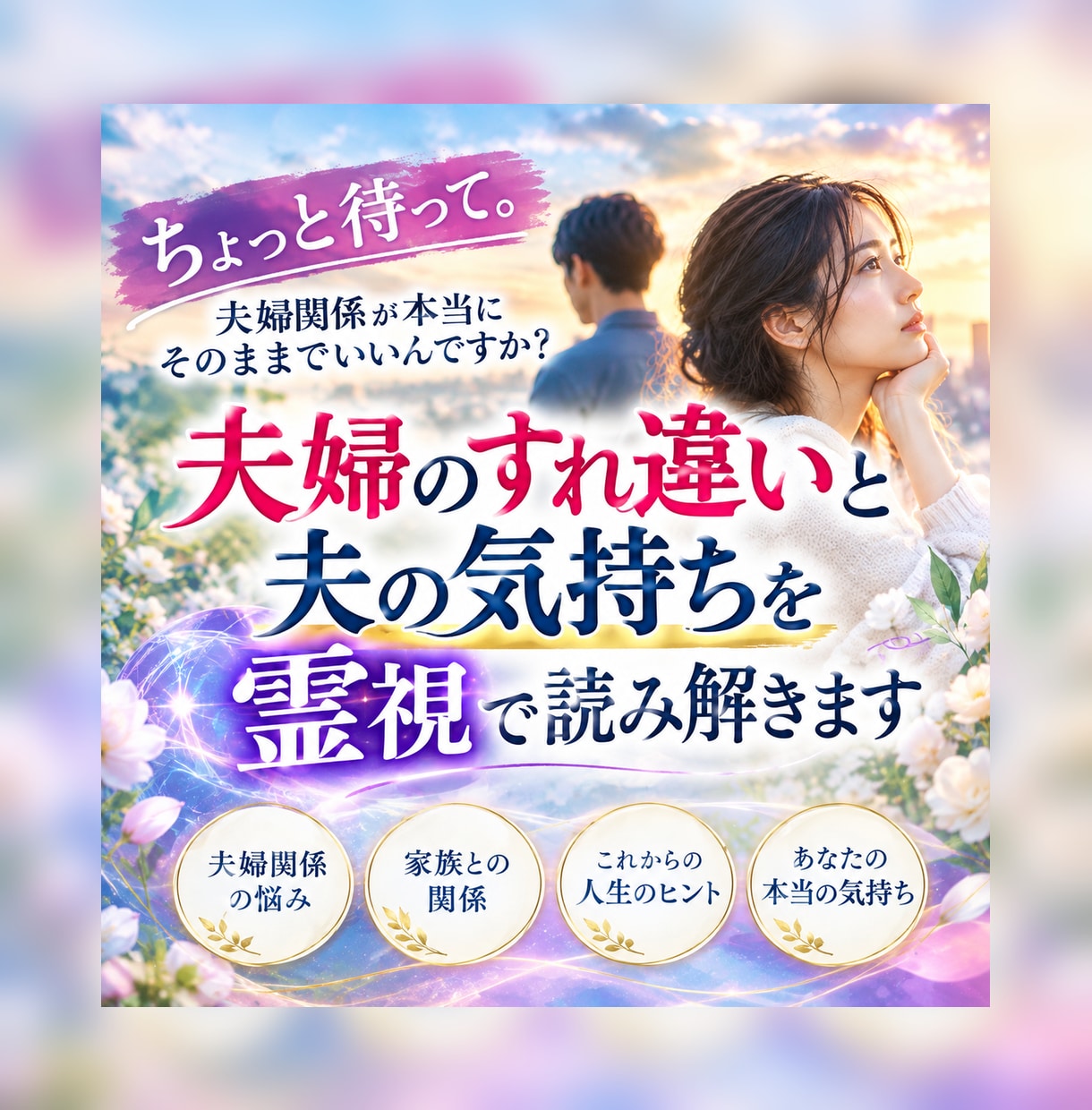 夫婦のすれ違いと夫の気持ちを霊視で読み解きます ちょっと待って。夫婦関係が本当にそのままでいいんですか？ イメージ1