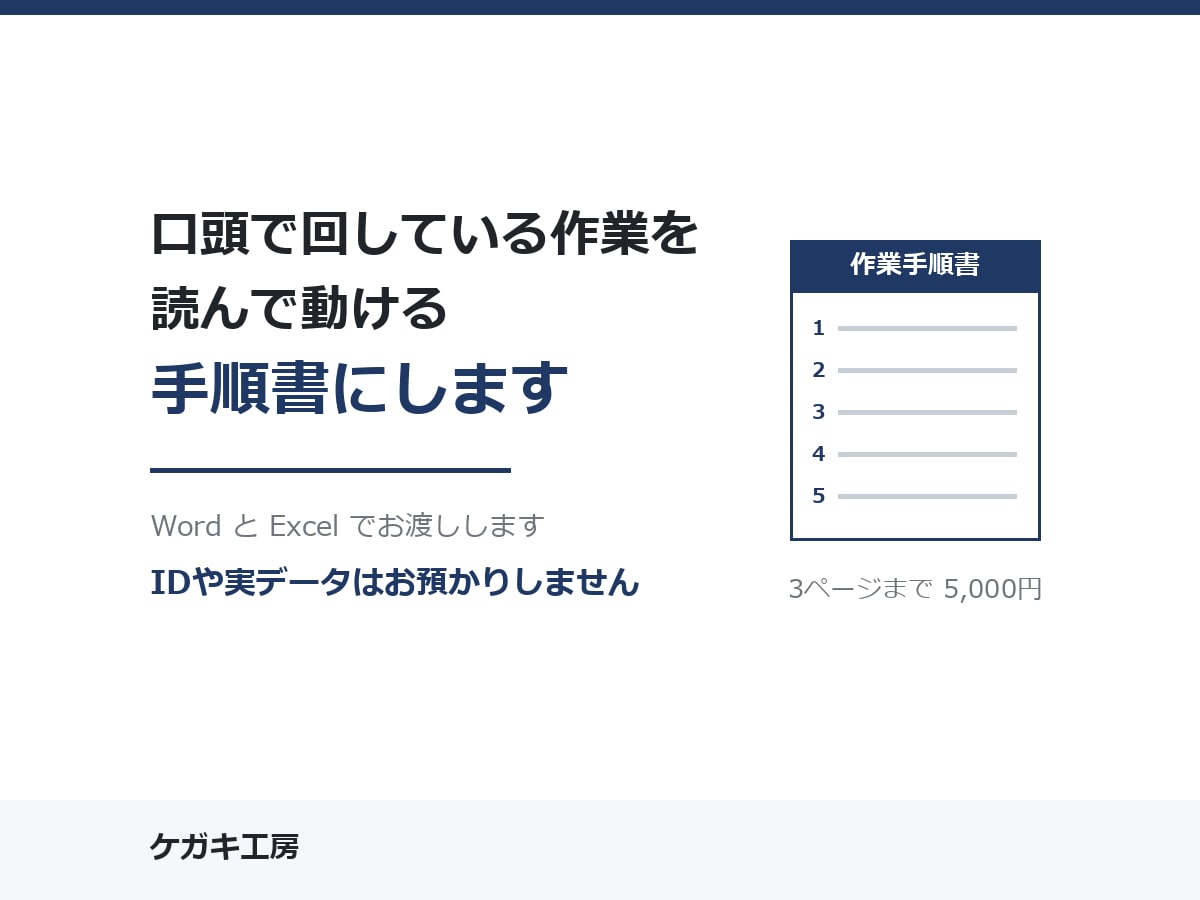 作業手順書をWordとExcelで作成します 口頭で回している作業を、新人が読んで動ける形に イメージ1
