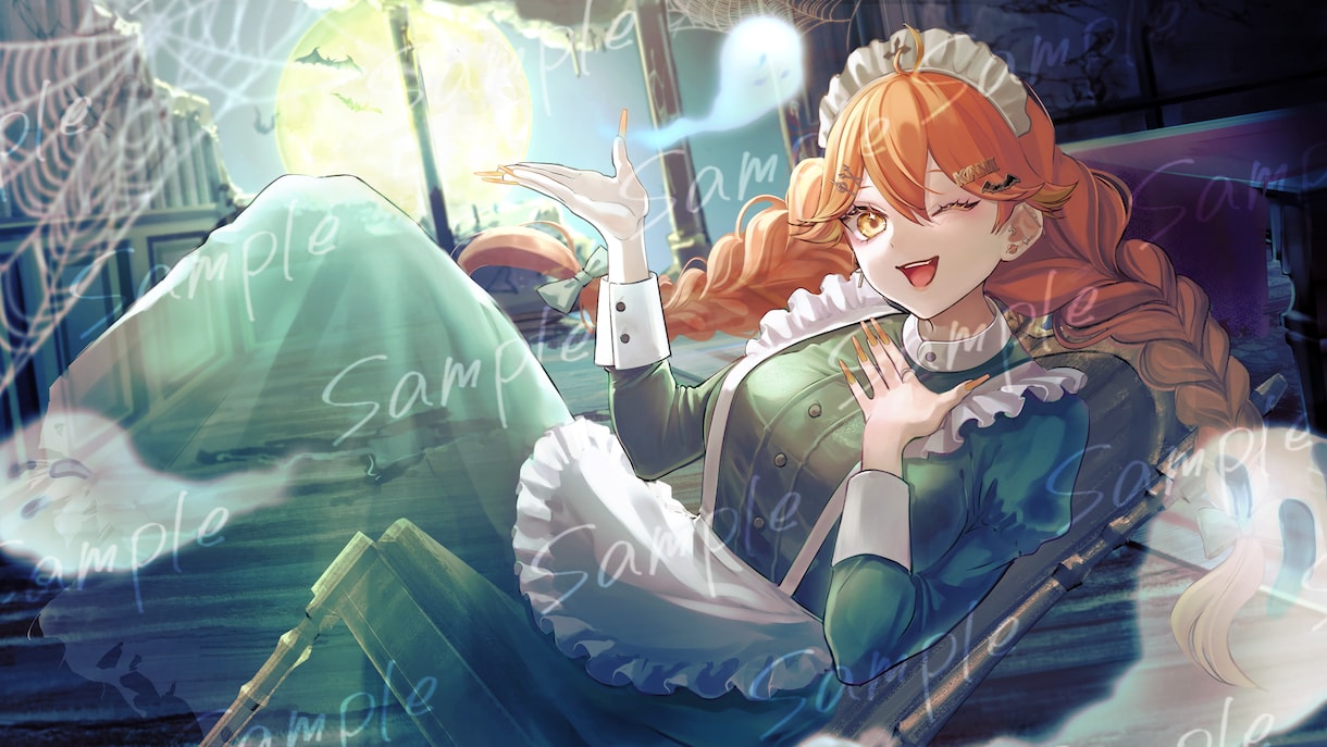 期間限定！ハロウィンイラスト量産企画します サムネにも素材でも使える！洋館メイドさんオバケ仮装 イメージ4