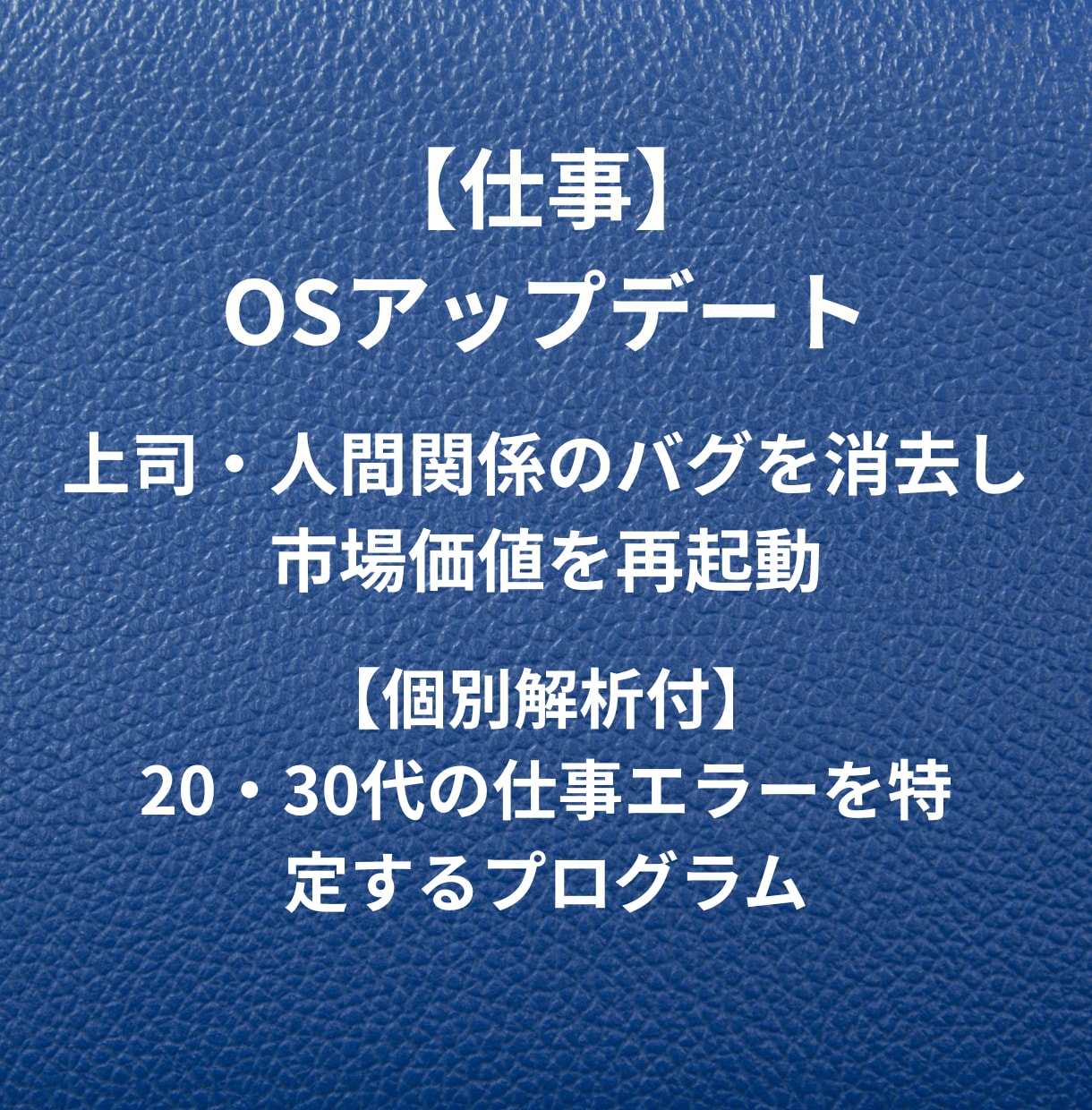 仕事OS|上司のバグを解析・メンタリングします 【個別解析付】20・30代の仕事エラーを特定し再起動します イメージ1