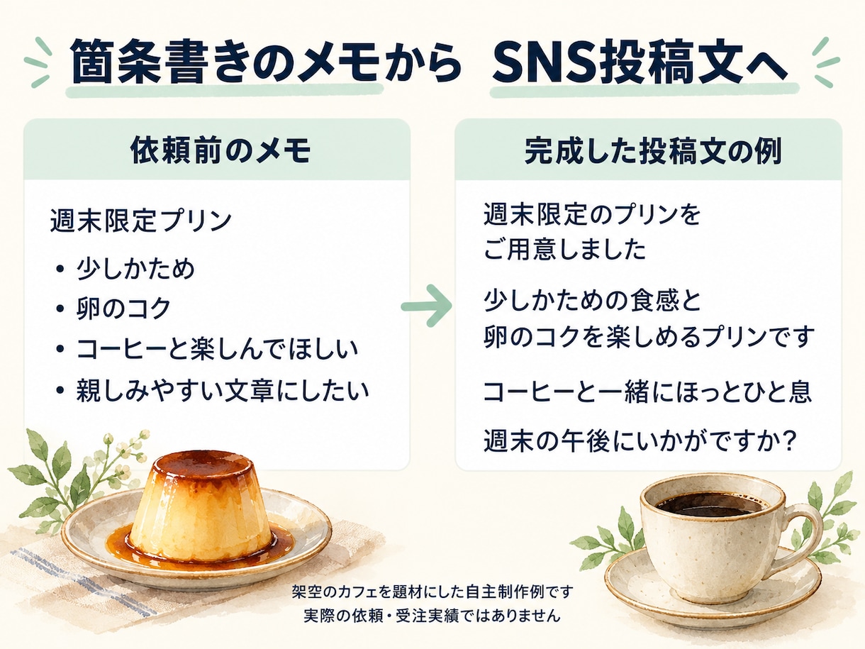 忙しいお店のSNS投稿文を3本作成します お店・個人事業主のSNS発信をお手伝い イメージ2