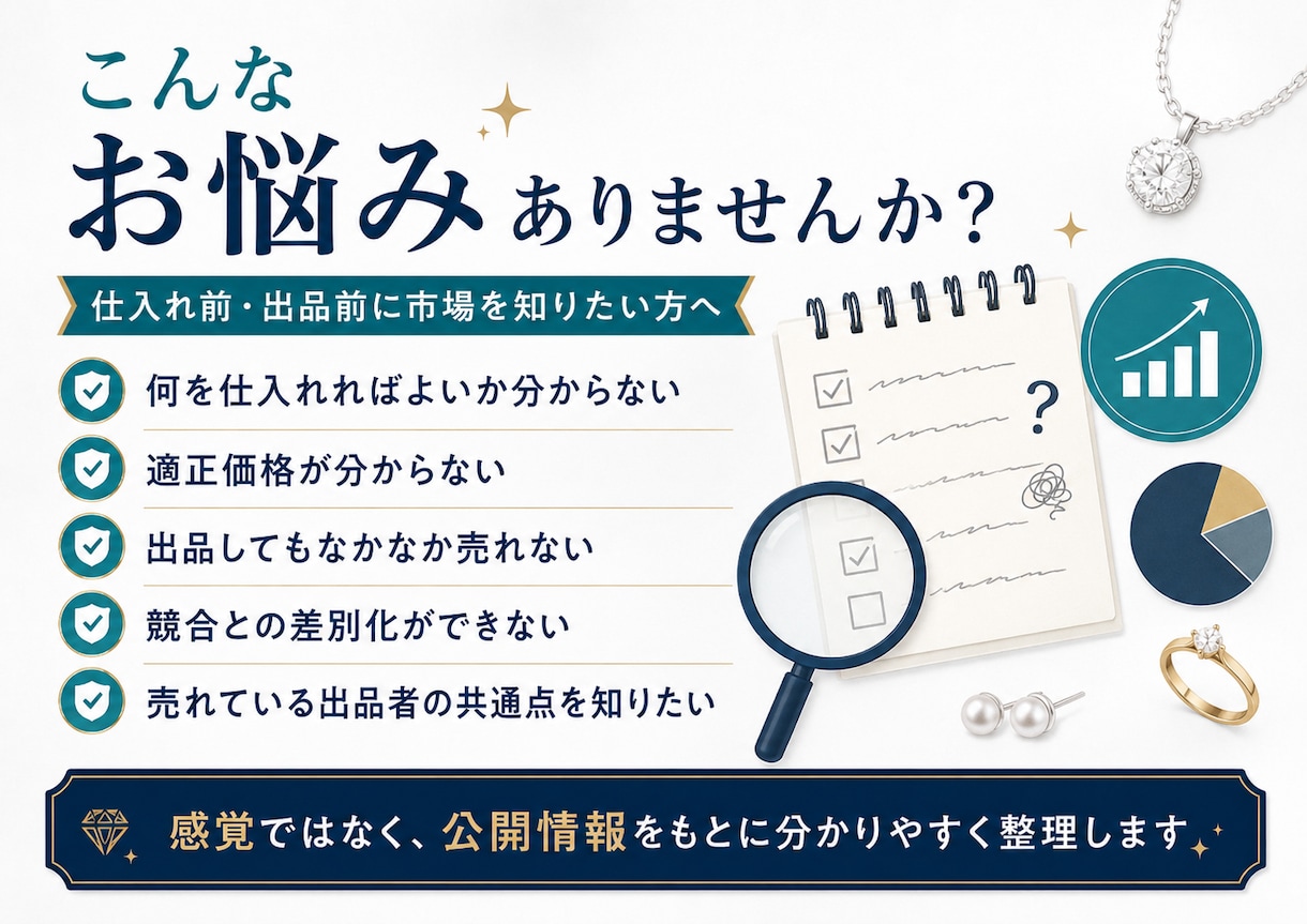 メルカリアクセサリー市場の競合調査をします 売れ筋・価格・出品者の特徴を分かりやすく分析 イメージ1