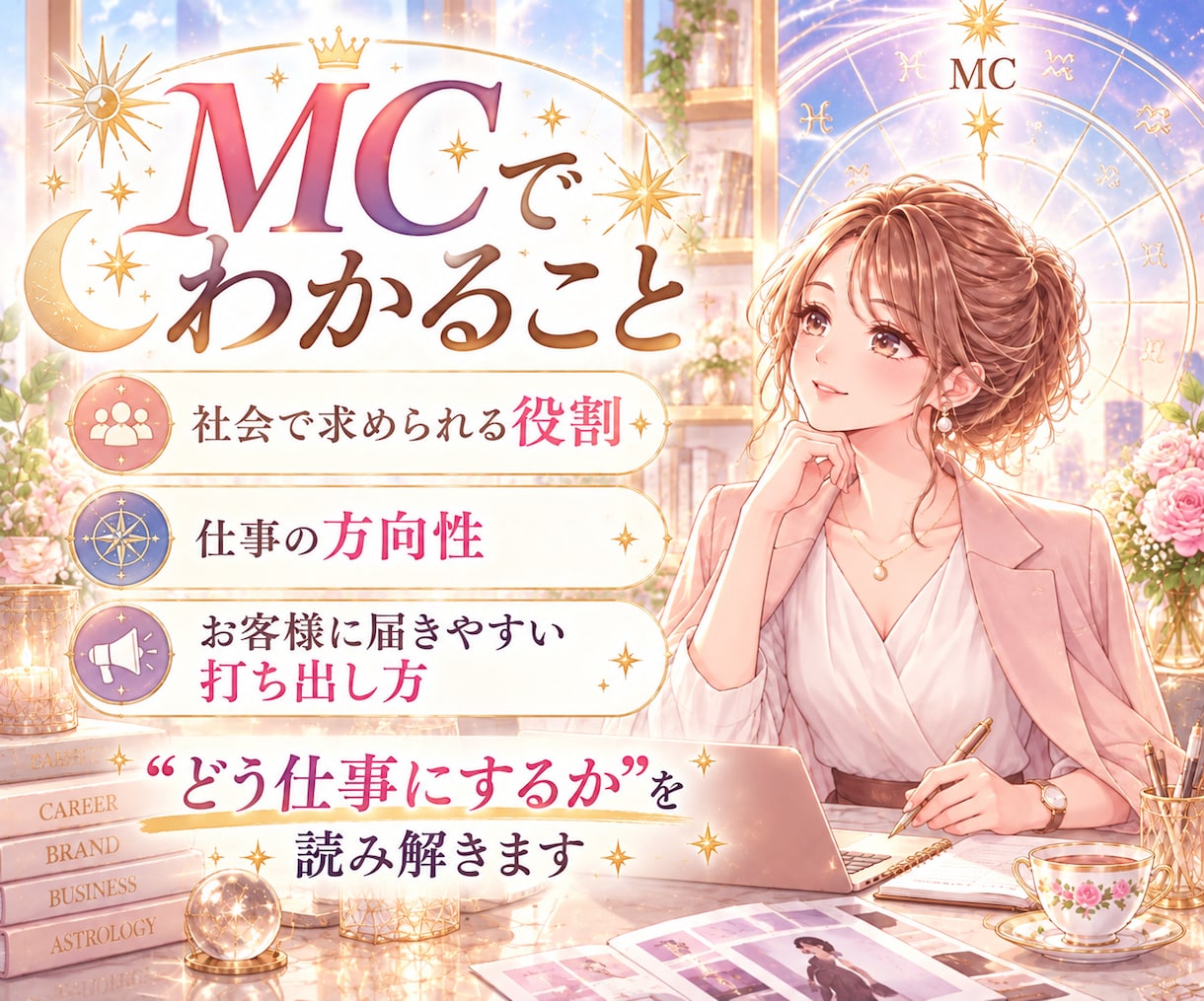 仕事で輝く見た目と強みを星から鑑定します 太陽・MC・金星からあなたの魅せ方と仕事の強みを読み解く イメージ5