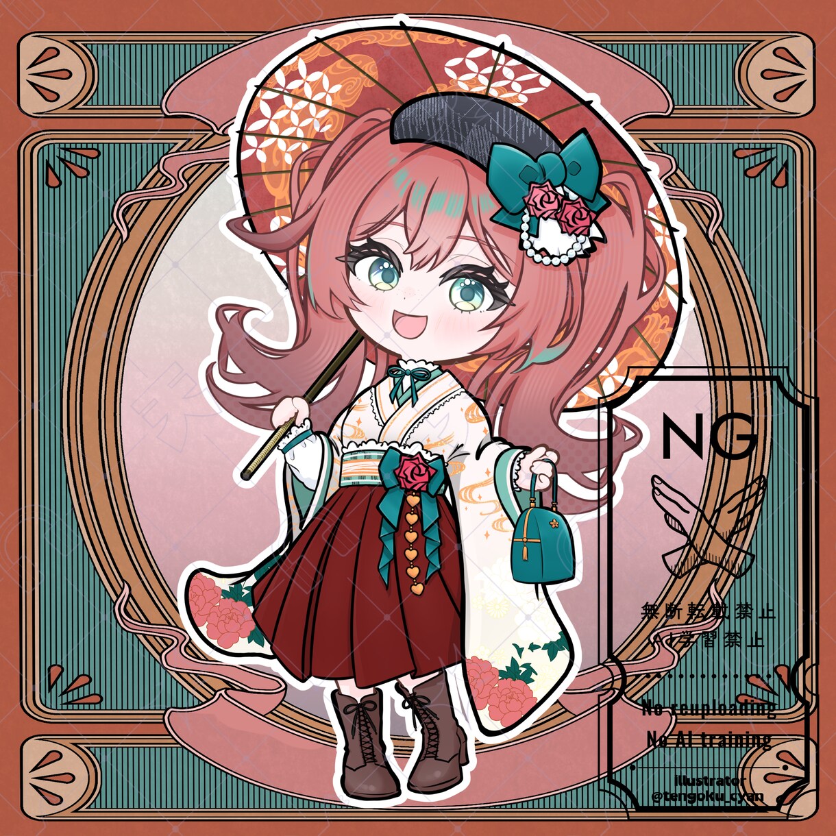 商用利用可！【大正ロマン 袴】ミニキャラを描きます ライバー活動をお手伝い！配信/パネル開け/アイコン/グッズ イメージ3