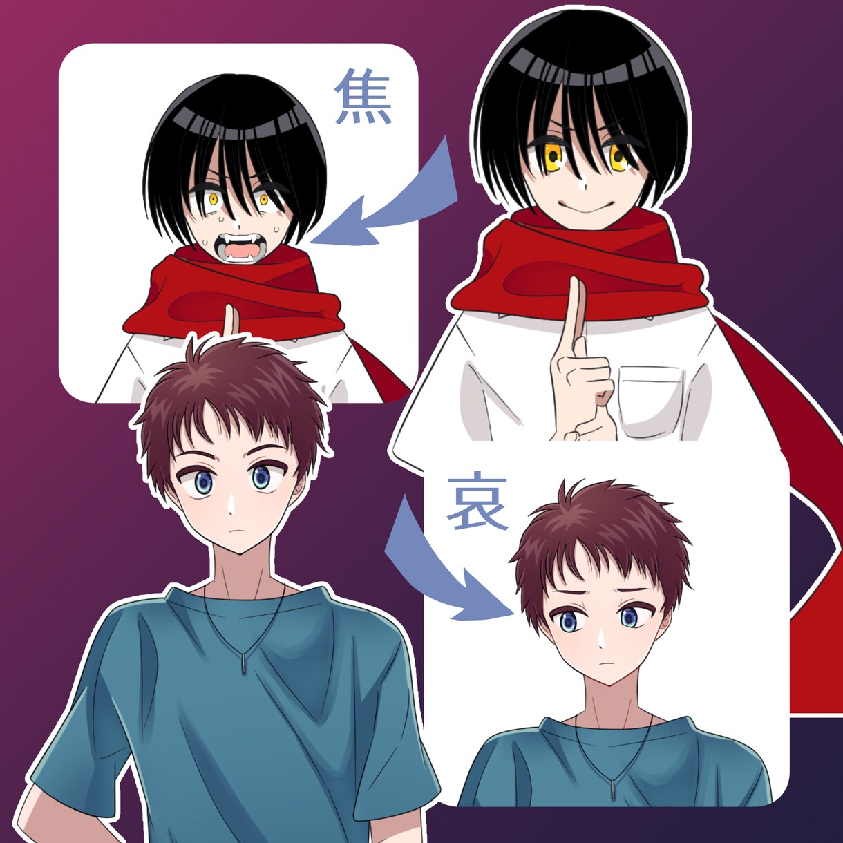 3000円で表情差分付き！立ち絵描きます 楽しくてインパクトのあるキャラクターを！ イメージ4