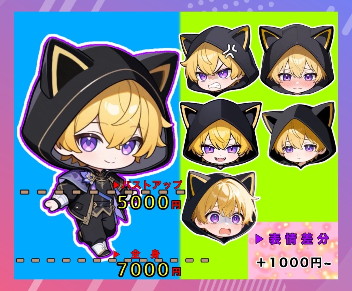 ミニキャライラストお描きします 商用利用可能、SNSアイコンやグッズ、スタンプなどに イメージ2