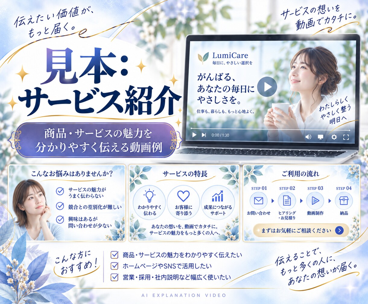 AIで伝わる説明動画を3本セットで制作します 用途別に3本そろう、統一感のある説明動画制作 イメージ6