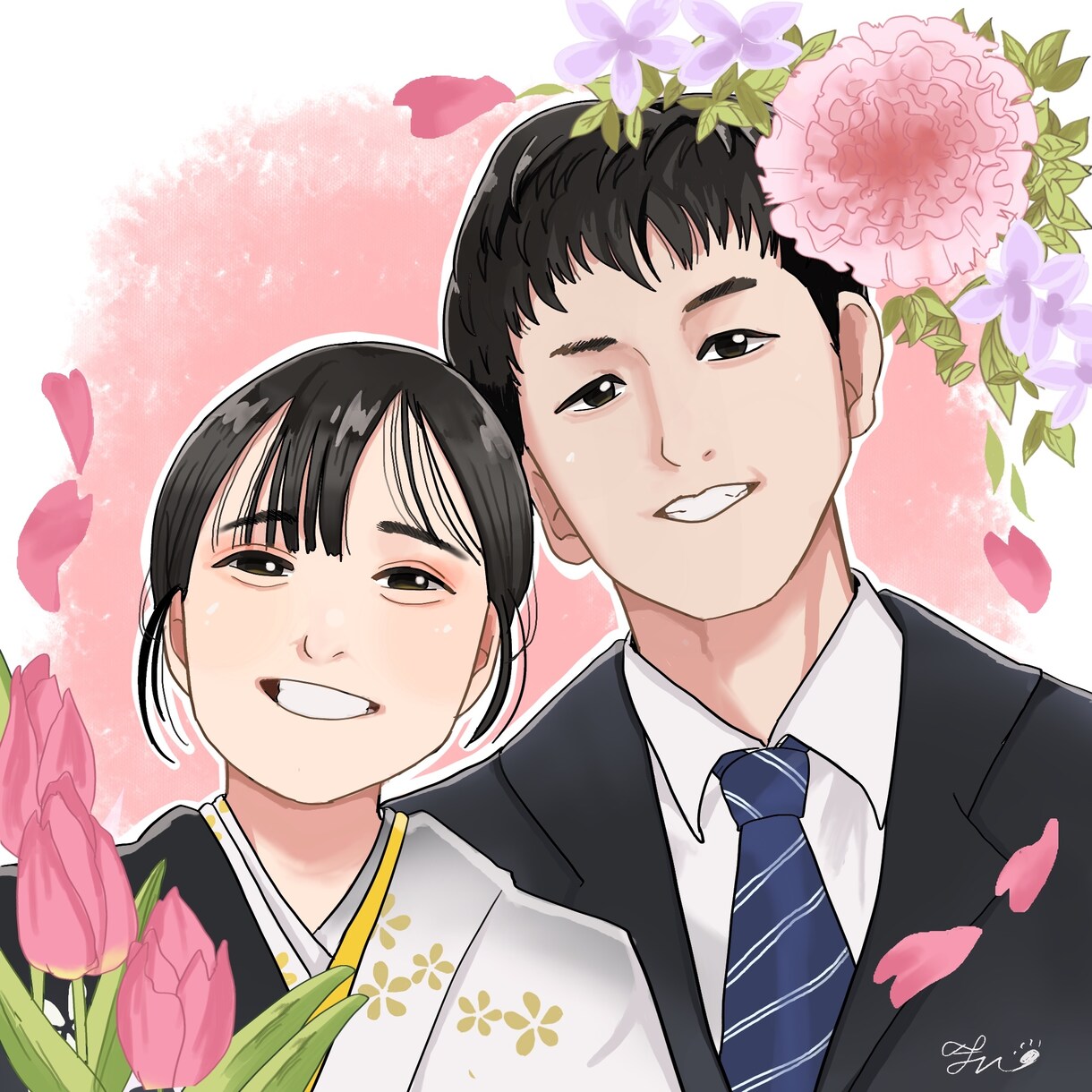 家族と！恋人と！ペットと！似顔絵描きます ご要望に合わせて雰囲気や装飾も描けます！記念日やお祝いにも！ イメージ1