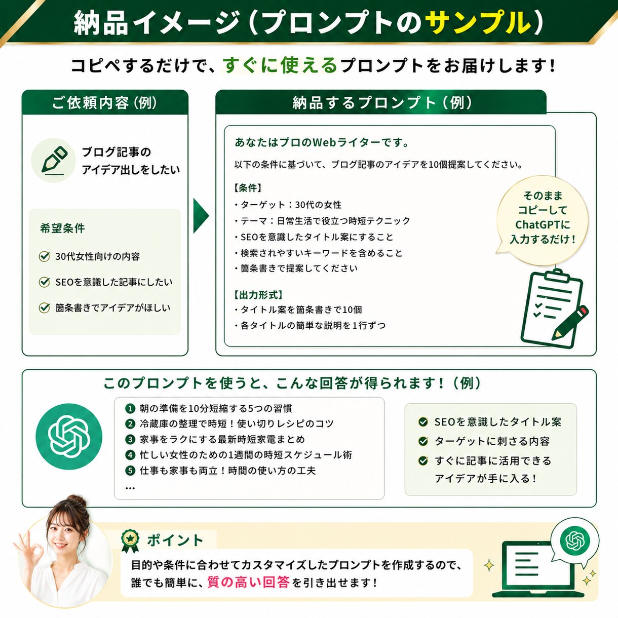あなた専用のChatGPTプロンプト作成します コピペで使える実用プロンプトを作成 イメージ3