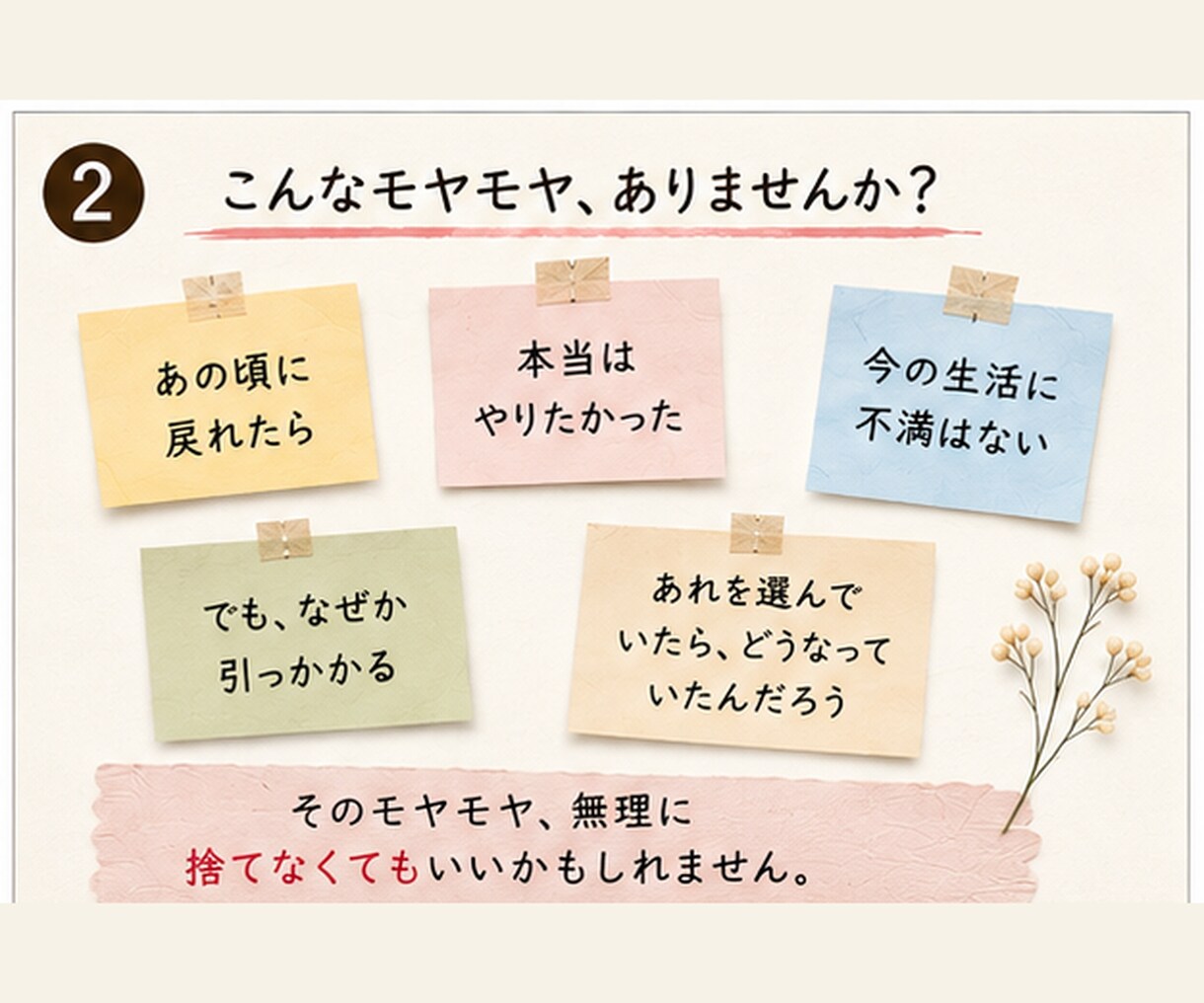 昔からのモヤモヤ、対話で整理して今に活かします そのモヤモヤ、捨てずに「今」にリメイクしませんか？ イメージ2