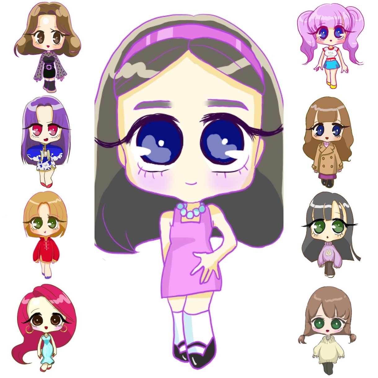 SNSアイコンにも使える☆イラスト描きます 白背景、アイコンに使える二頭身キャラクター♪ イメージ1