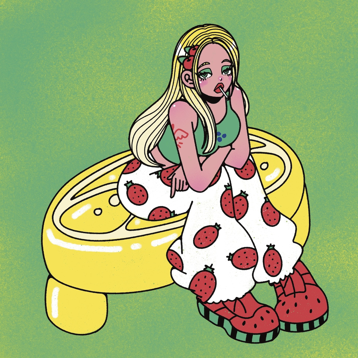 ポップでカラフル！目を引く海外風ガール描きます ちょっとストリート♡アイコンやグッズにいかがでしょうか♡ イメージ1