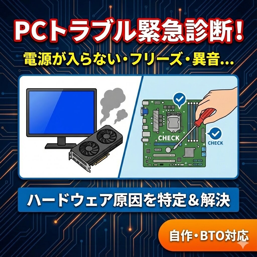PCの調子が悪い？不具合を特定・アドバイスします 電源が入らない、異音、フリーズなどトラブルを診断・解決へ イメージ1