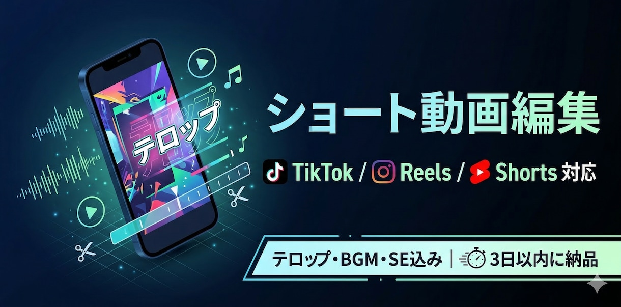 ショート動画の編集をします TikTok・リール・Shorts対応｜テロップBGM込み イメージ1