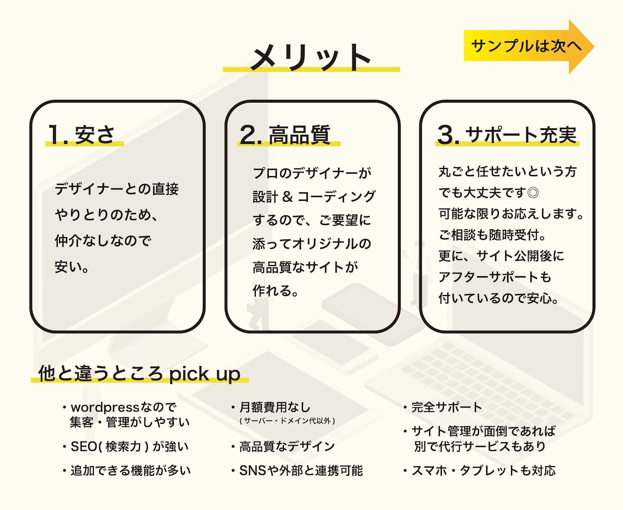 あなたの為のwebサイト作ります 少数ページ用、商用、ブログなど利用目的に合わせて制作します イメージ2
