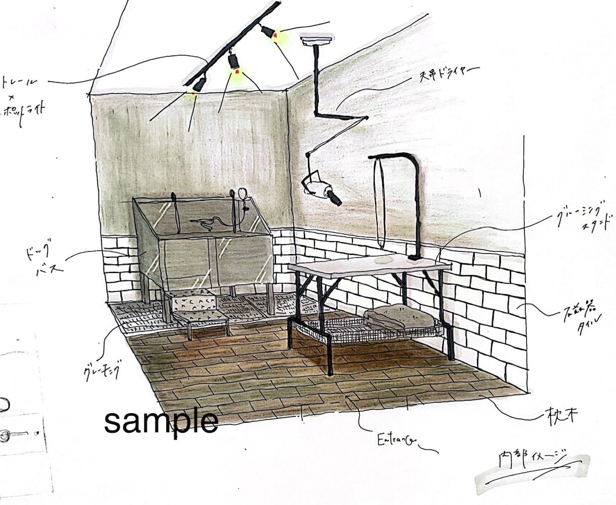 手描きで空間のイメージスケッチ制作いたします 住宅から店舗まで対応可能です！ イメージ7